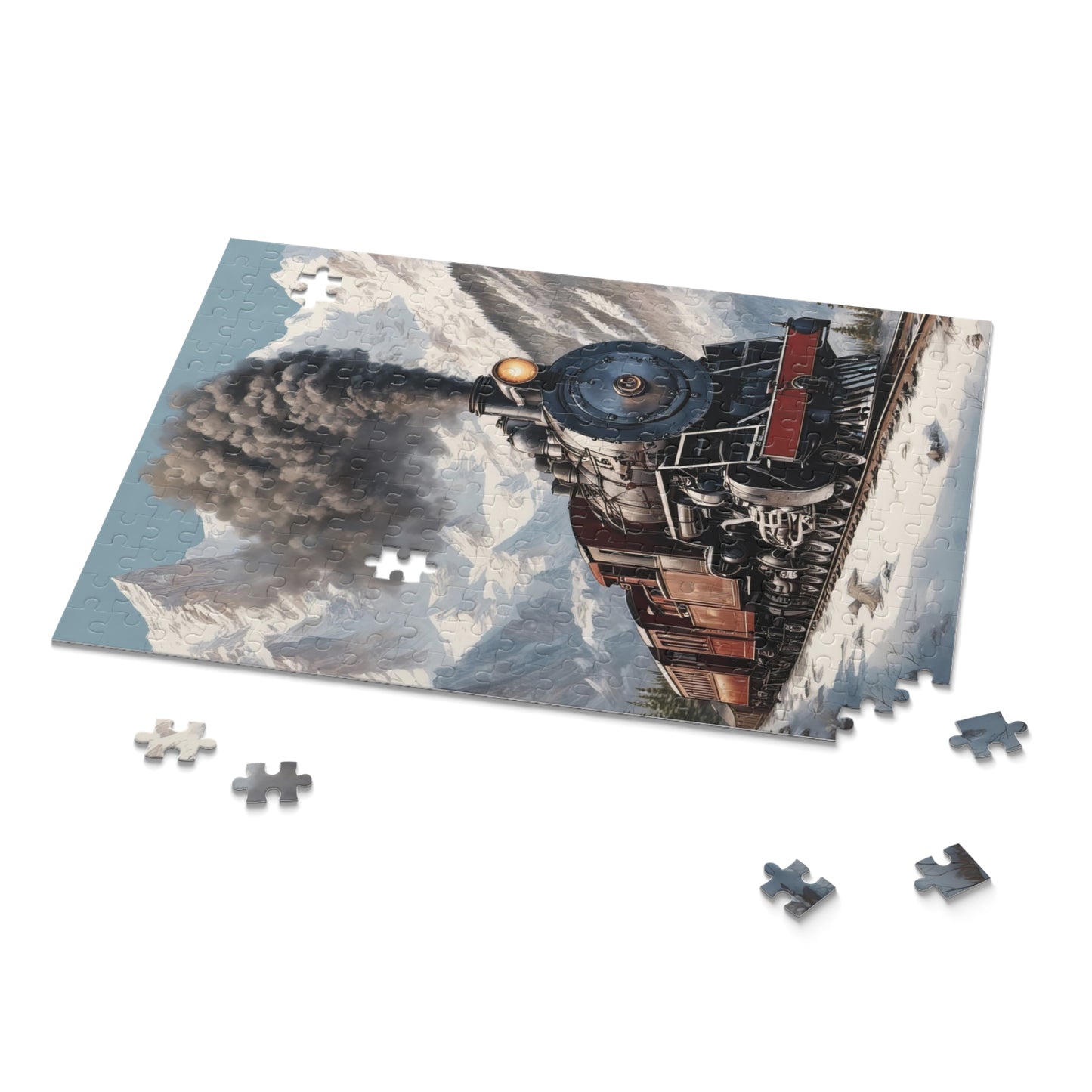Steam Train Through The Alps Digital Painting Jigsaw Puzzle