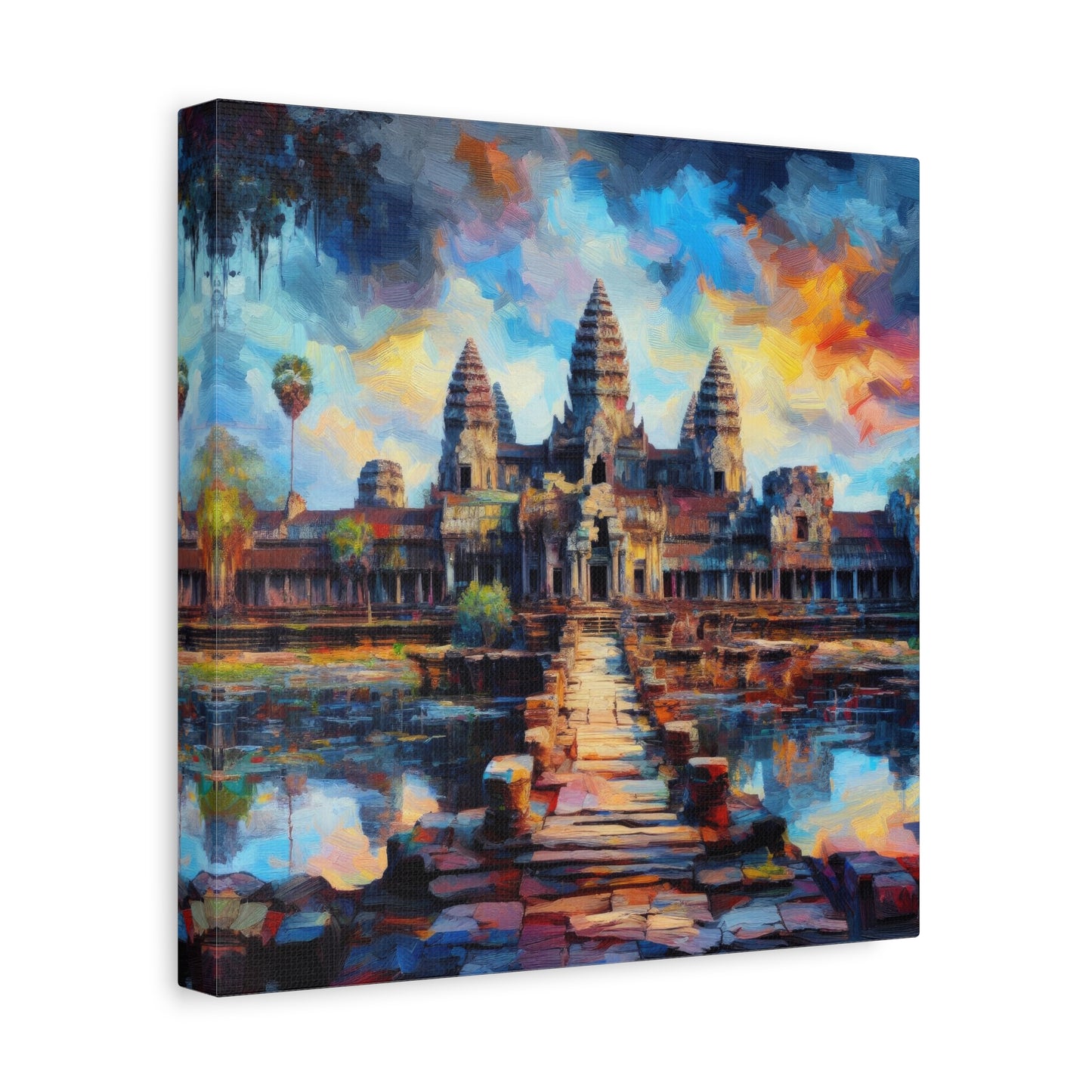 Angkor Wat Cambodia Abstract Acrylic Painting II Canvas Print