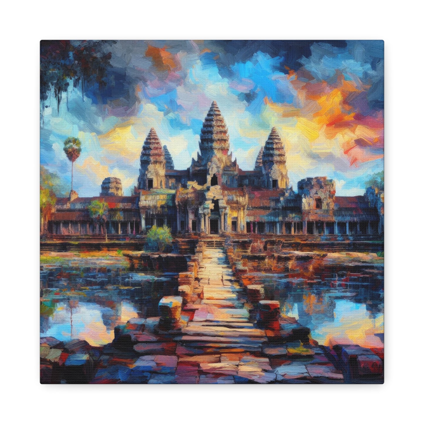 Angkor Wat Cambodia Abstract Acrylic Painting II Canvas Print