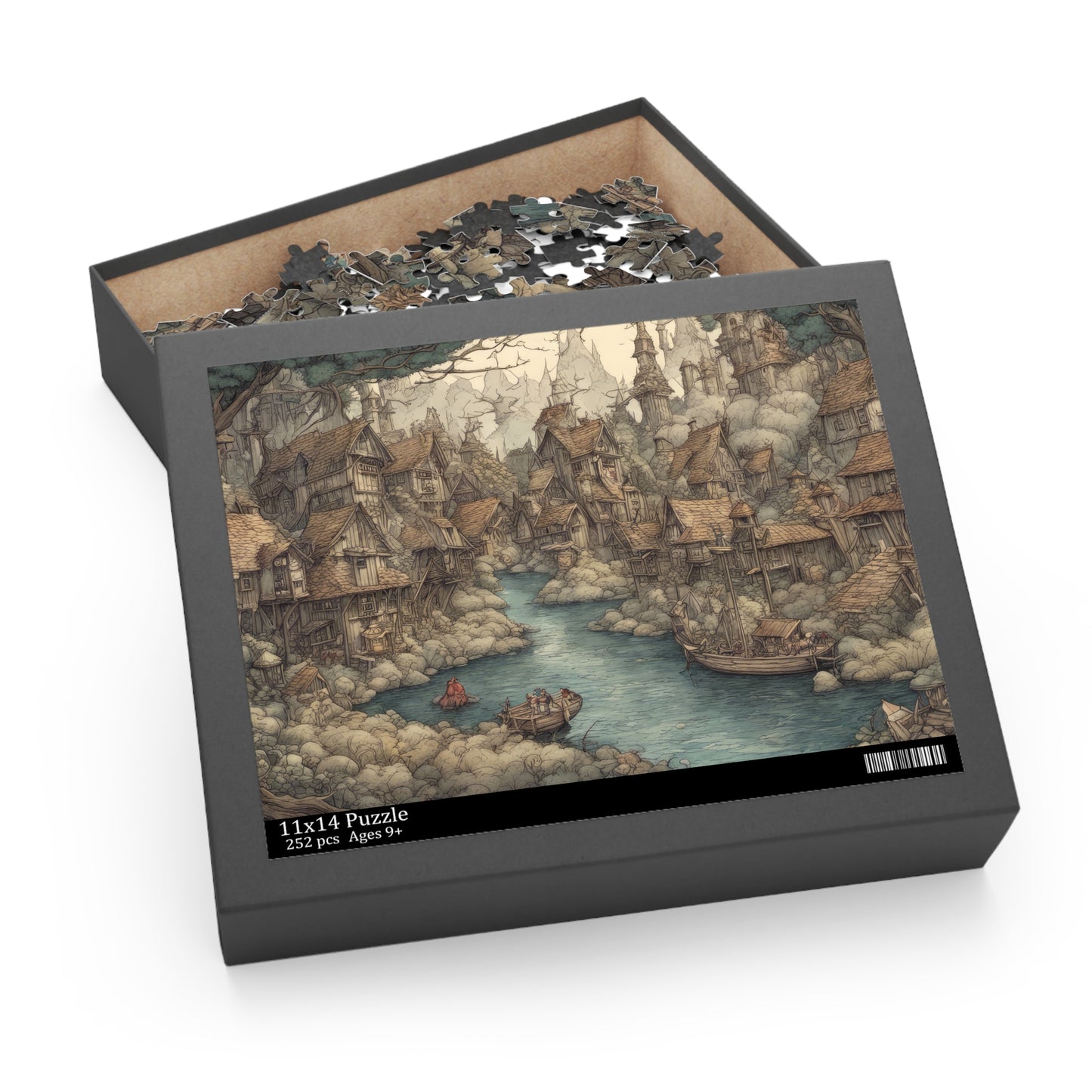 Medieval Village of Dwarves Fantasy Painting Jigsaw Puzzle