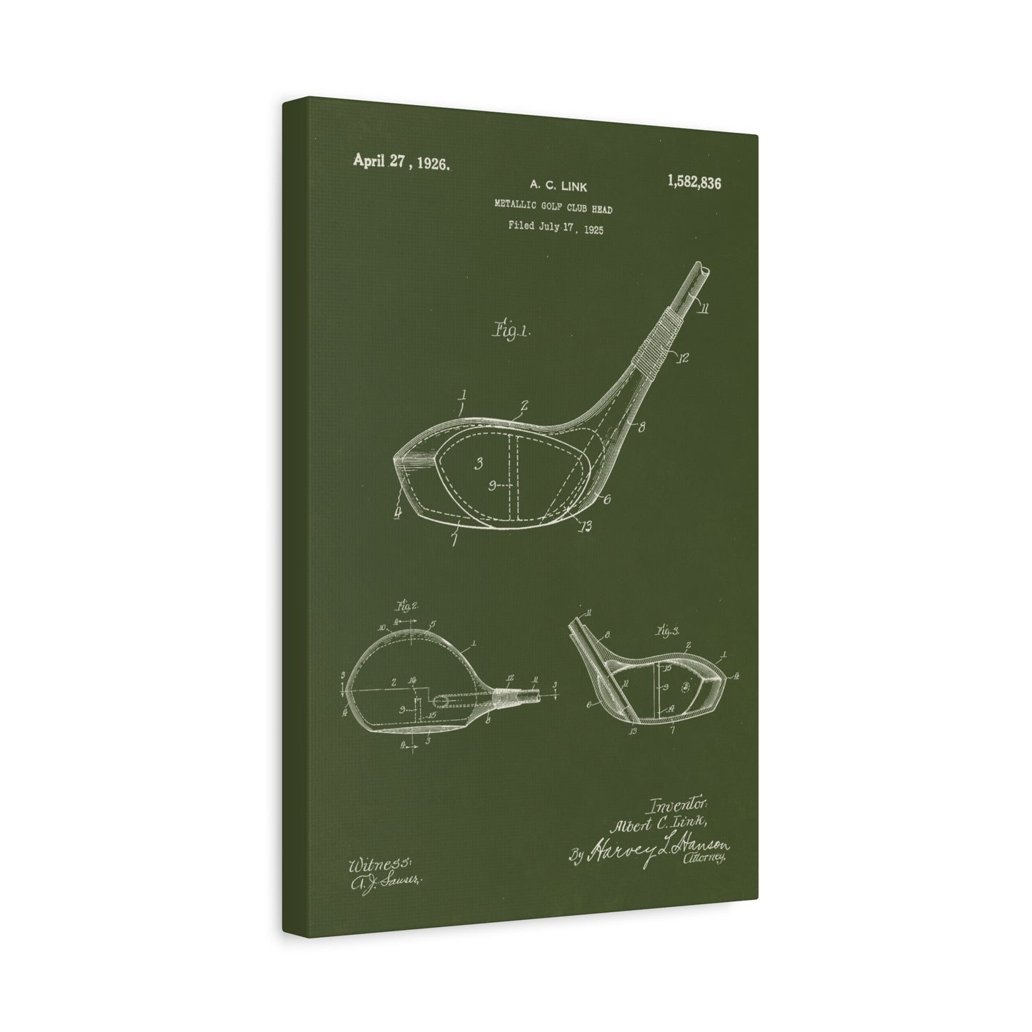 Golf Club (Driver) Patent Art Canvas Wall Art