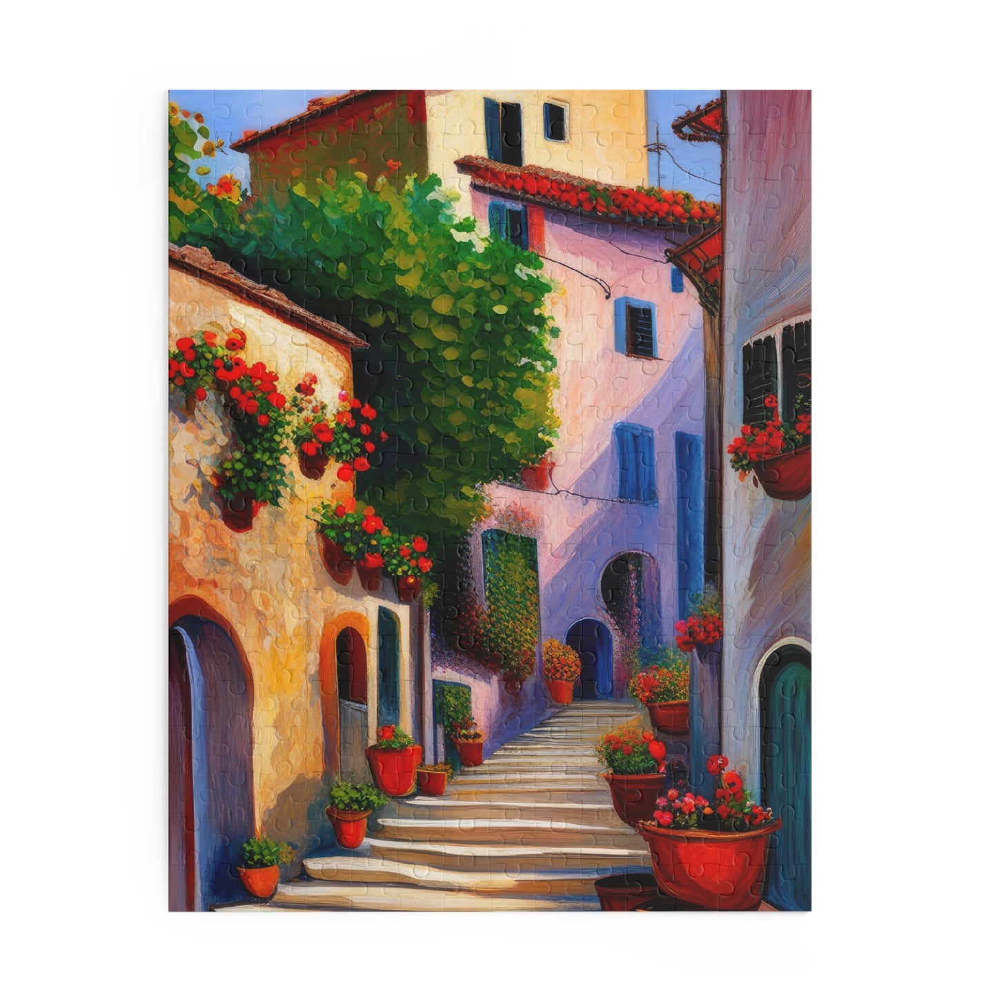 Tuscan Staircase in The Village Painting Jigsaw Puzzle