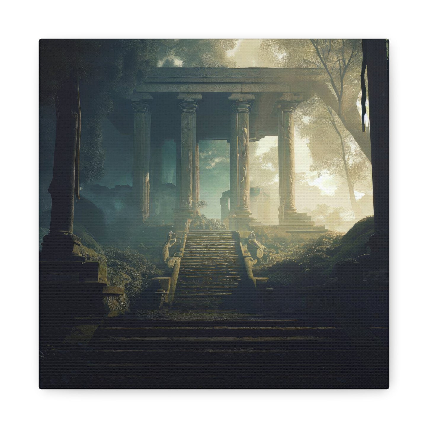 Cinematic Temple Ruins Digital Painting II Canvas Print