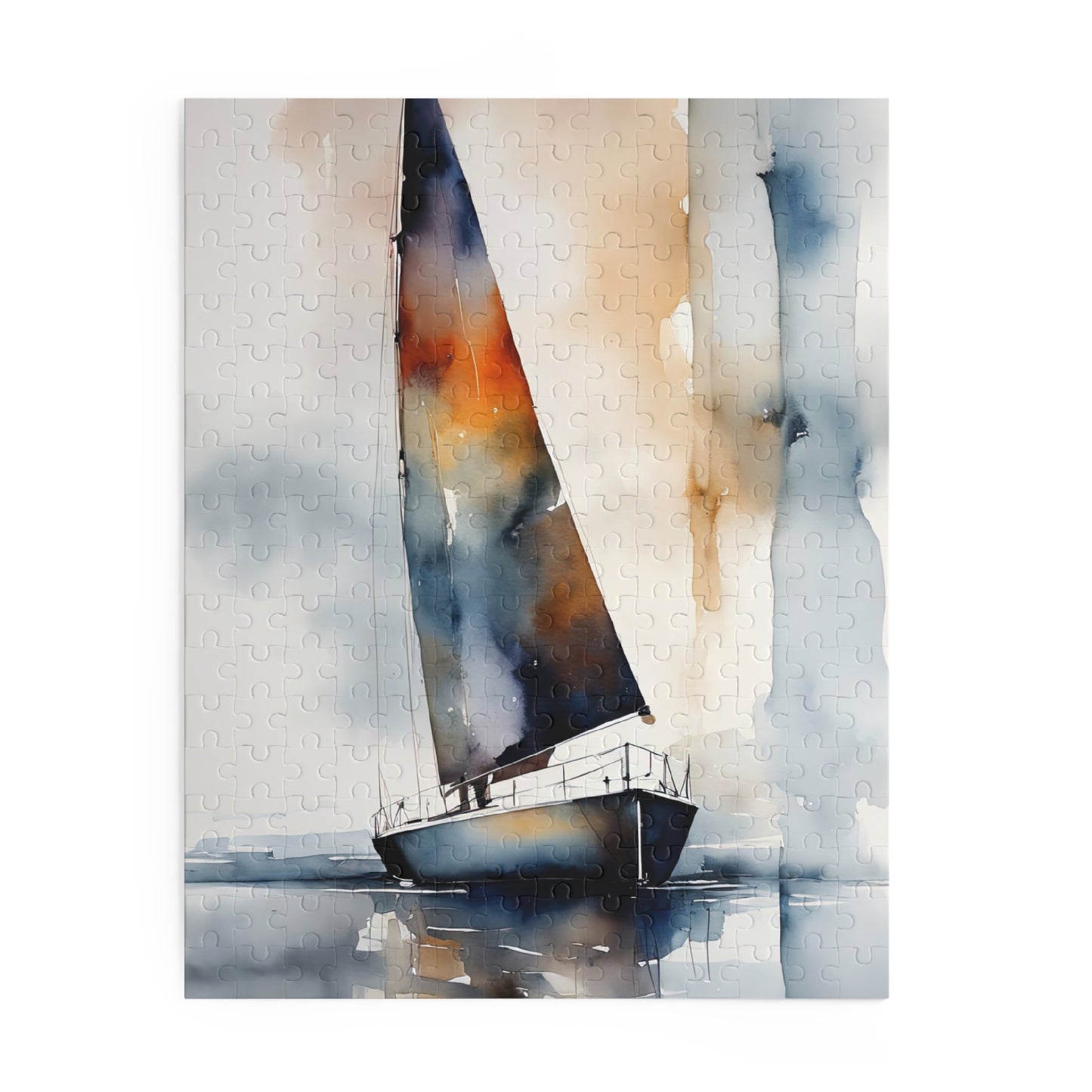 Abstract Watercolor Sailboat Painting I Jigsaw Puzzle