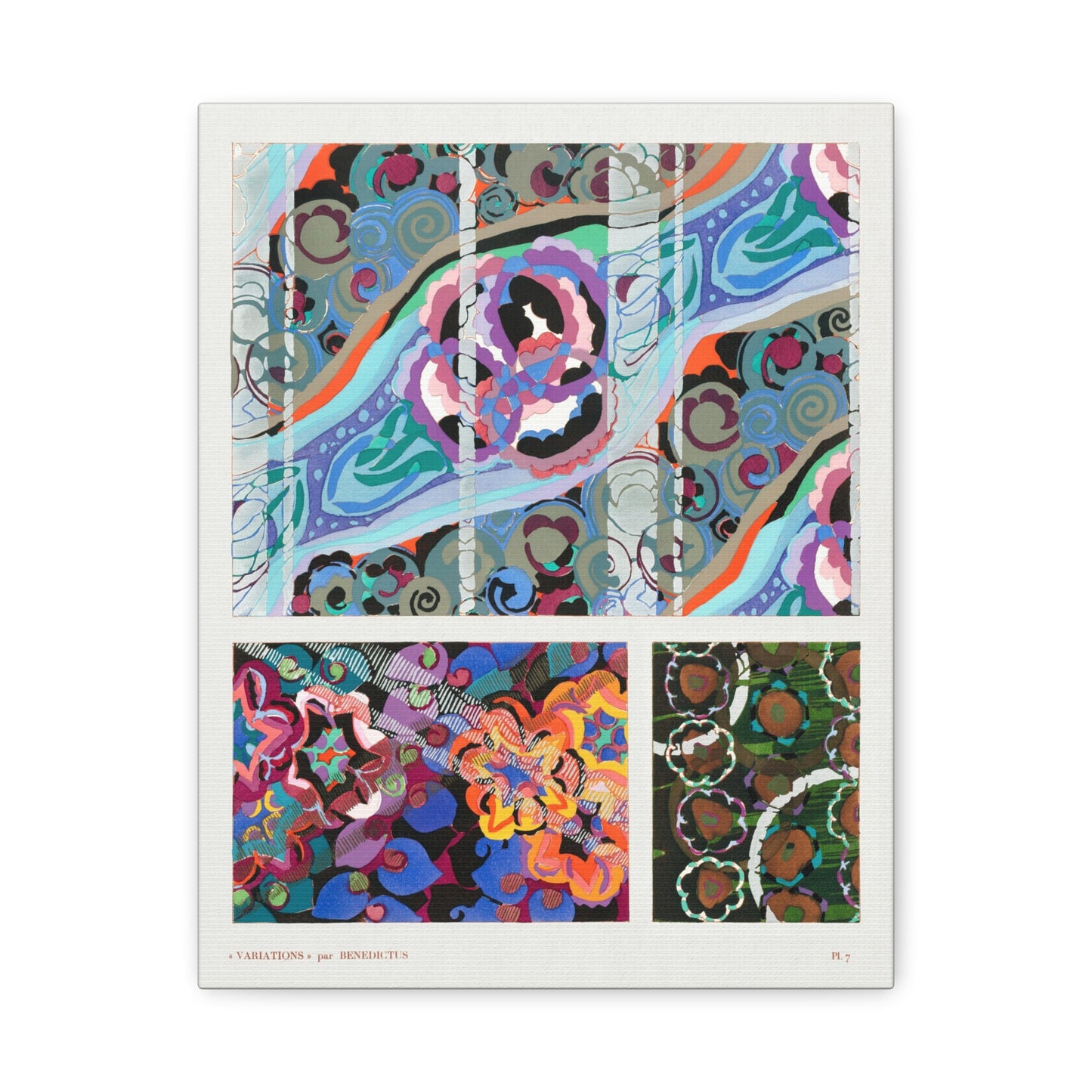 Variations #7 - Floral Art Deco Pattern by Edouard Benedictus Canvas Print