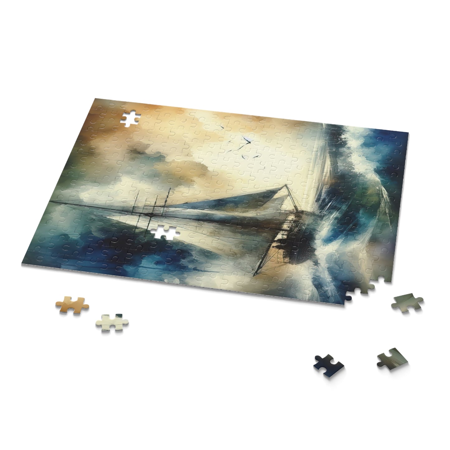 Abstract Watercolor Sailboat Painting III Jigsaw Puzzle
