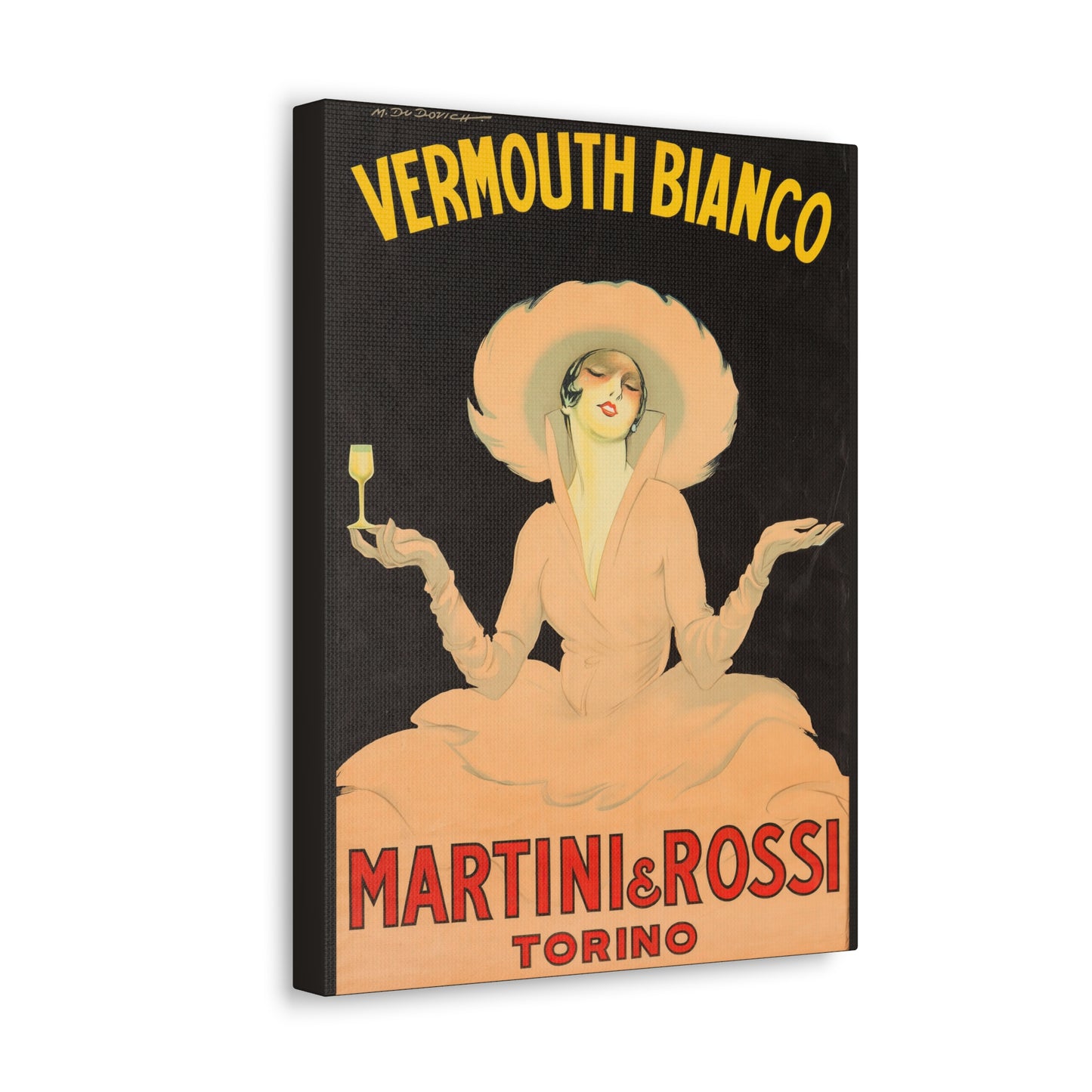 Vermouth Bianco Martini and Rossi Vintage Advertising Canvas Print