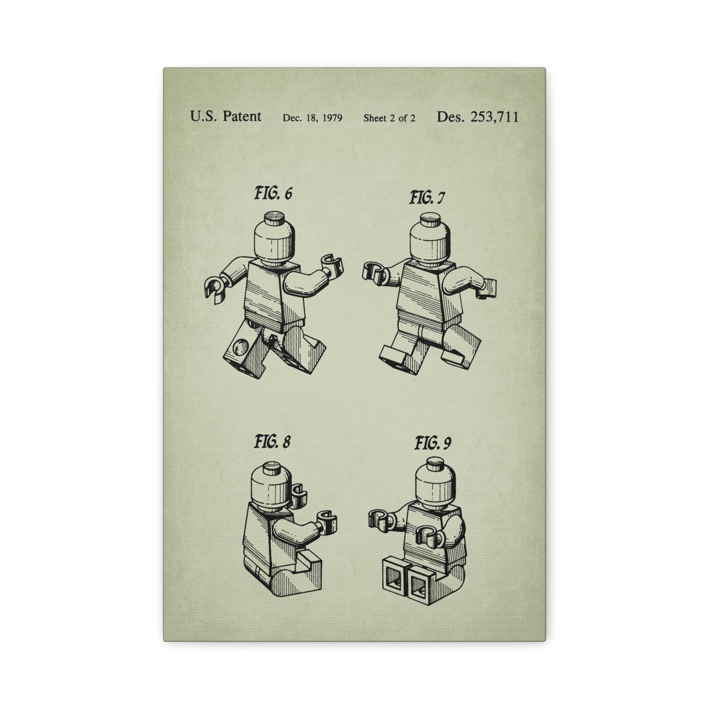Lego Figure Patent Canvas Wall Art