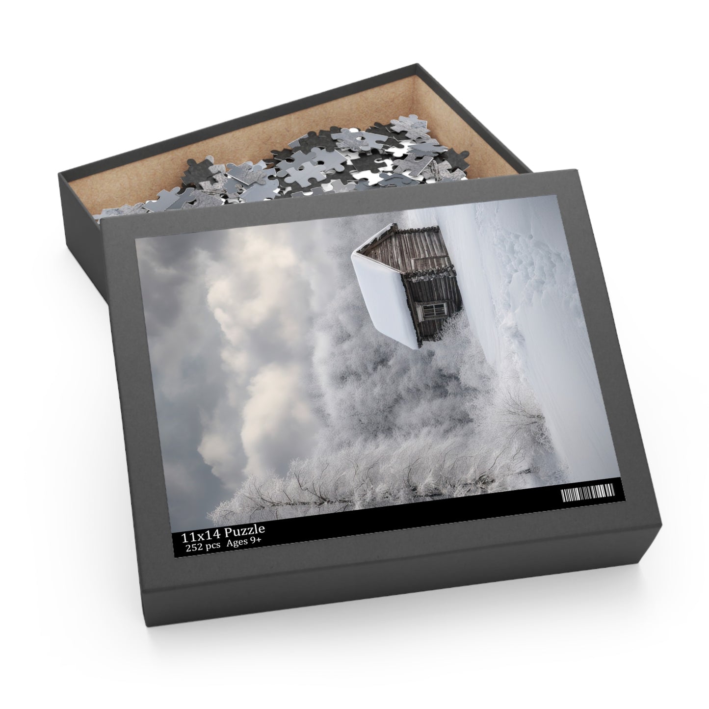 Snowy Cabin in The Woods Photograph Jigsaw Puzzle