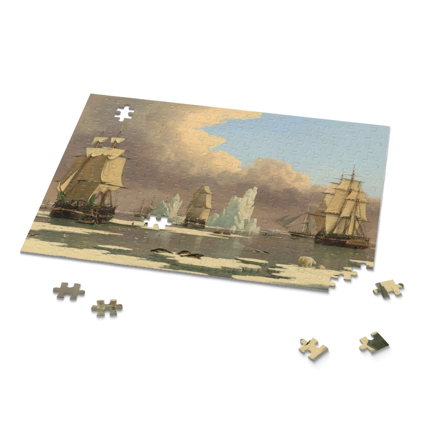 The Northern Whale Fishery: The "Swan" and "Isabella" by John Ward of Hull Jigsaw Puzzle