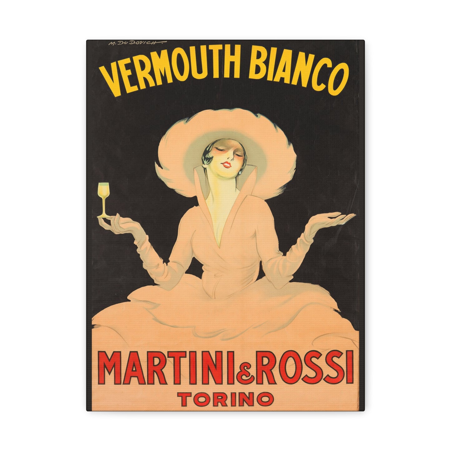 Vermouth Bianco Martini and Rossi Vintage Advertising Canvas Print