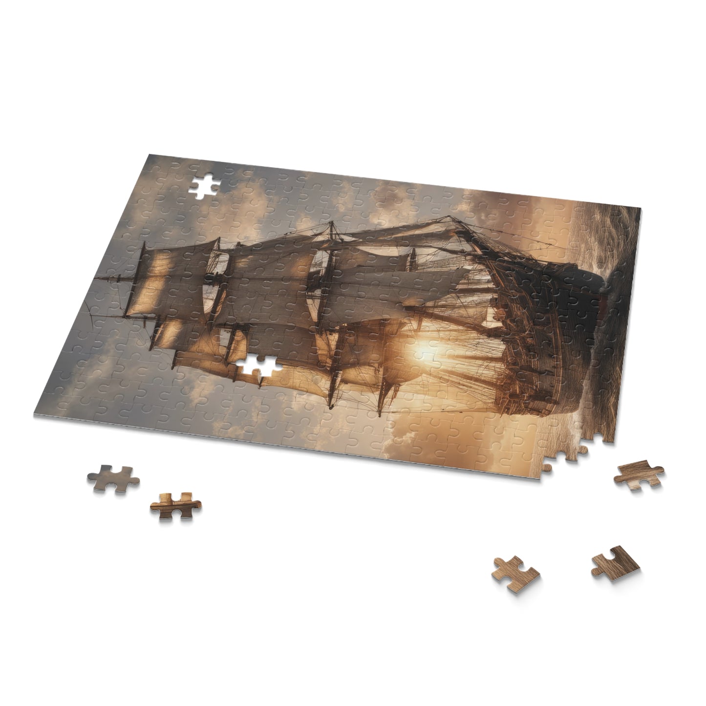 Vintage Sailing Ship at Sunset Photograph I Jigsaw Puzzle