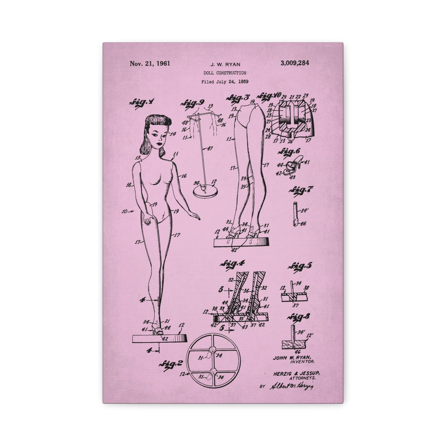 Barbie Doll Patent Art Canvas Print