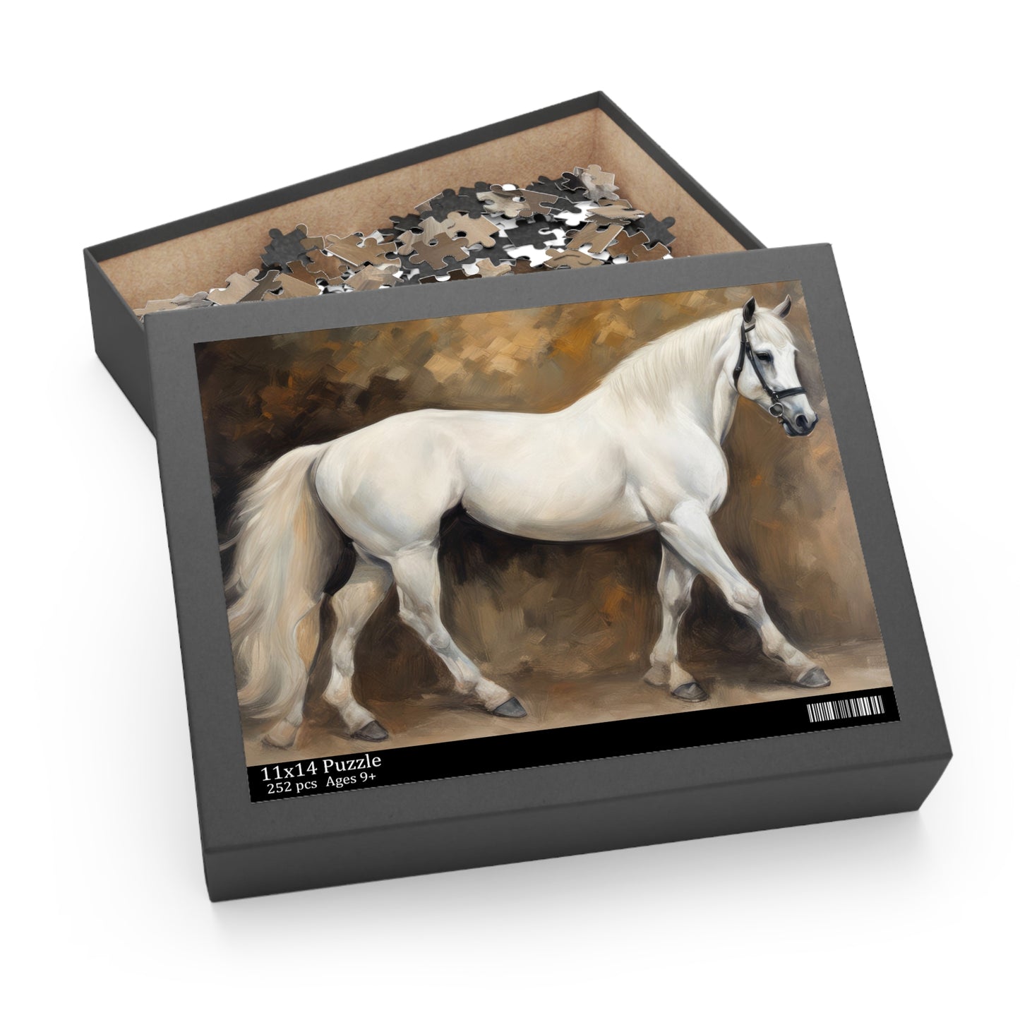 White Horse Portrait Oil Painting Jigsaw Puzzle