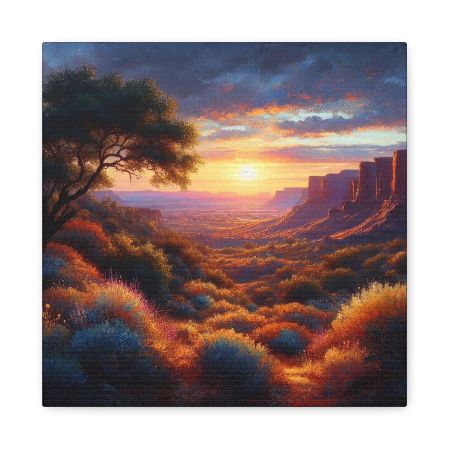 Sunrise in The Desert Southwest Oil Painting Canvas Print