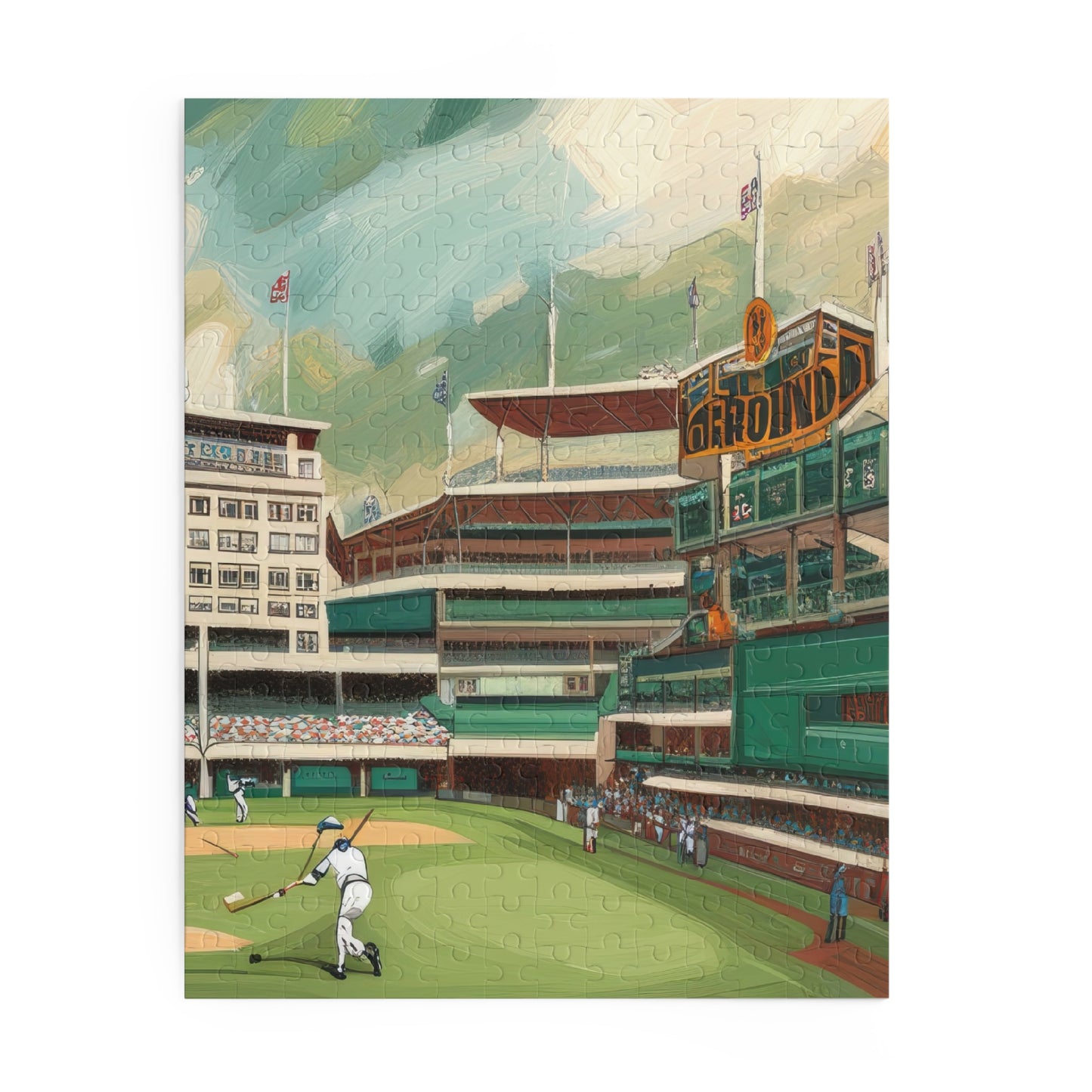 Baseball Game at The Polo Grounds Oil Painting II Jigsaw Puzzle