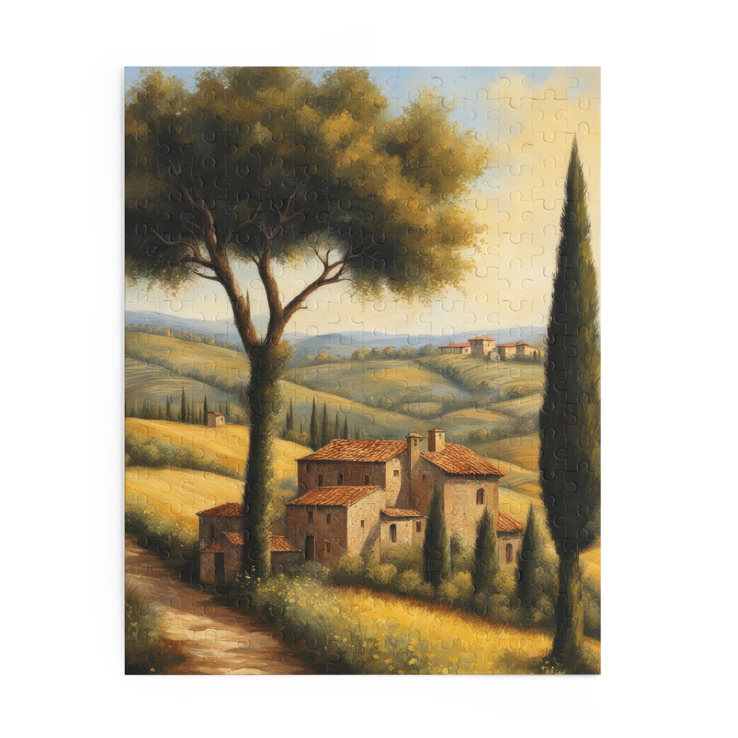 Village in Tuscany Oil Painting I Jigsaw Puzzle