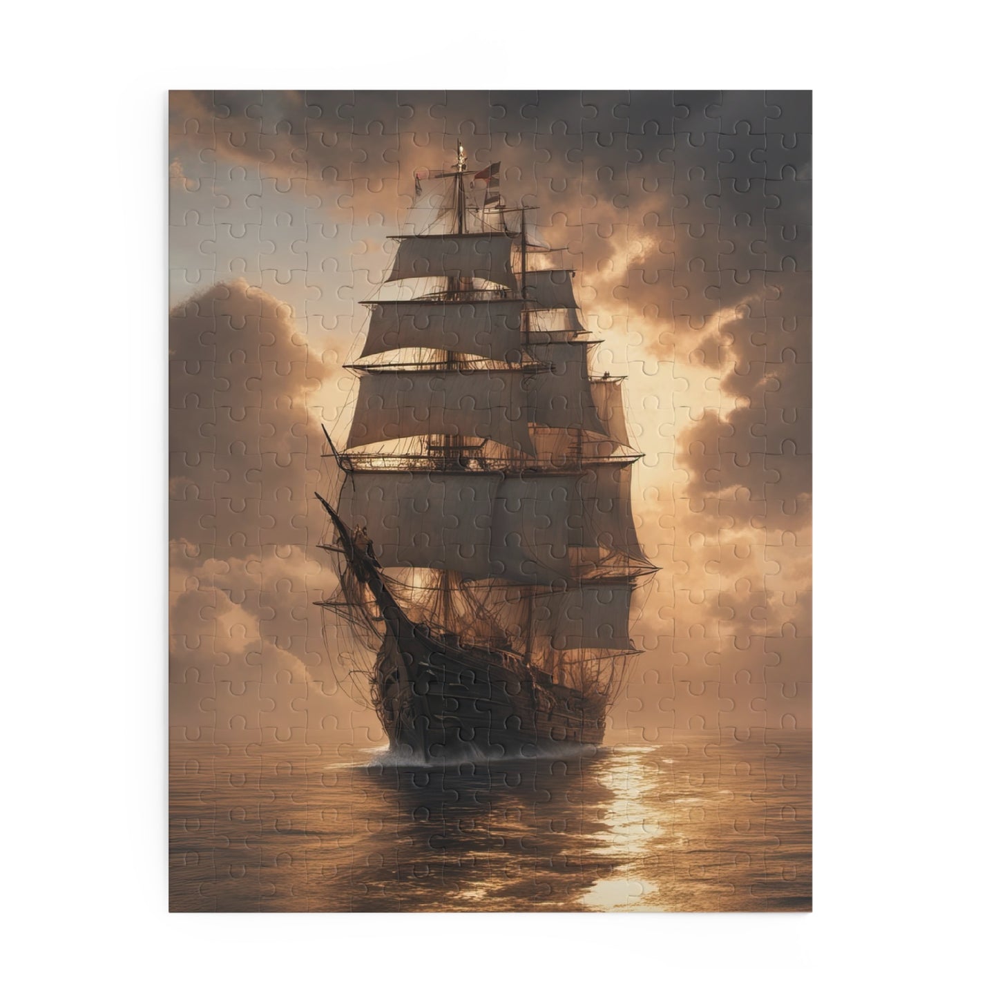 Vintage Sailing Ship at Sunset Photograph II Jigsaw Puzzle
