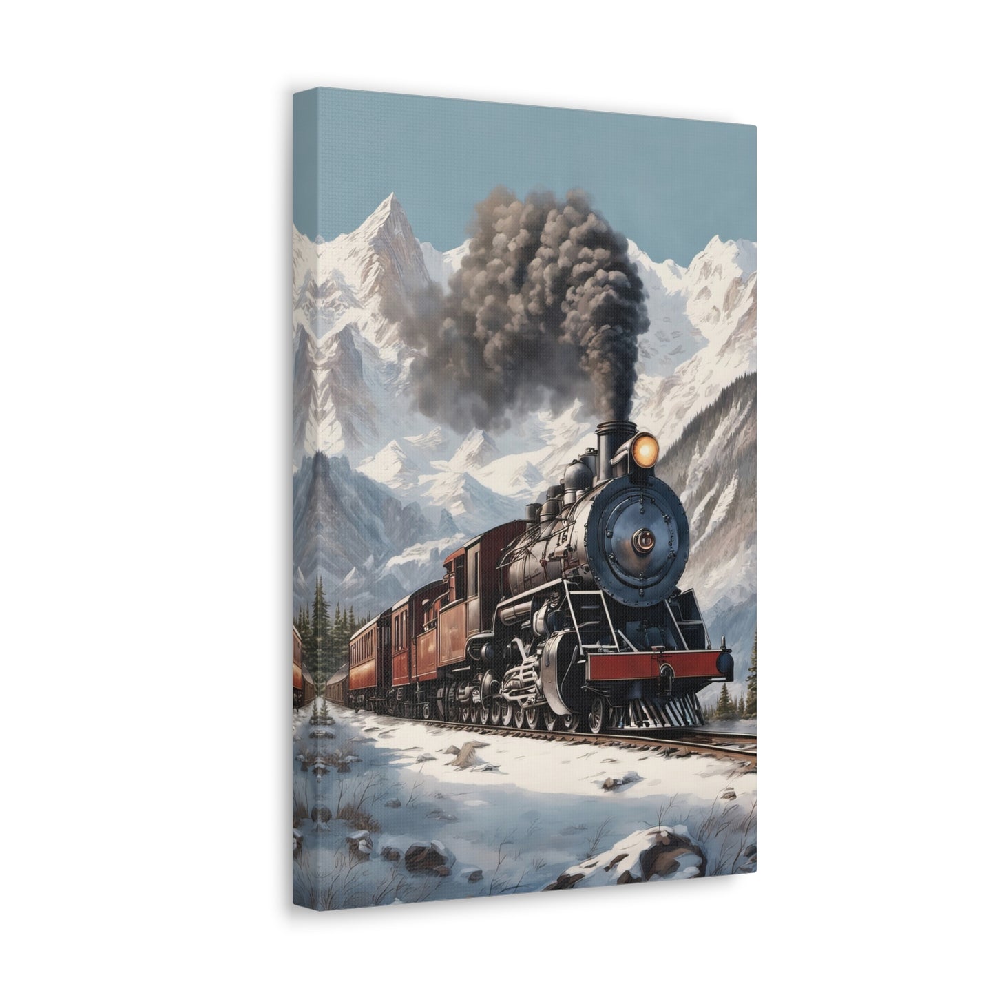 Steam Train Through The Alps Digital Painting Canvas Print