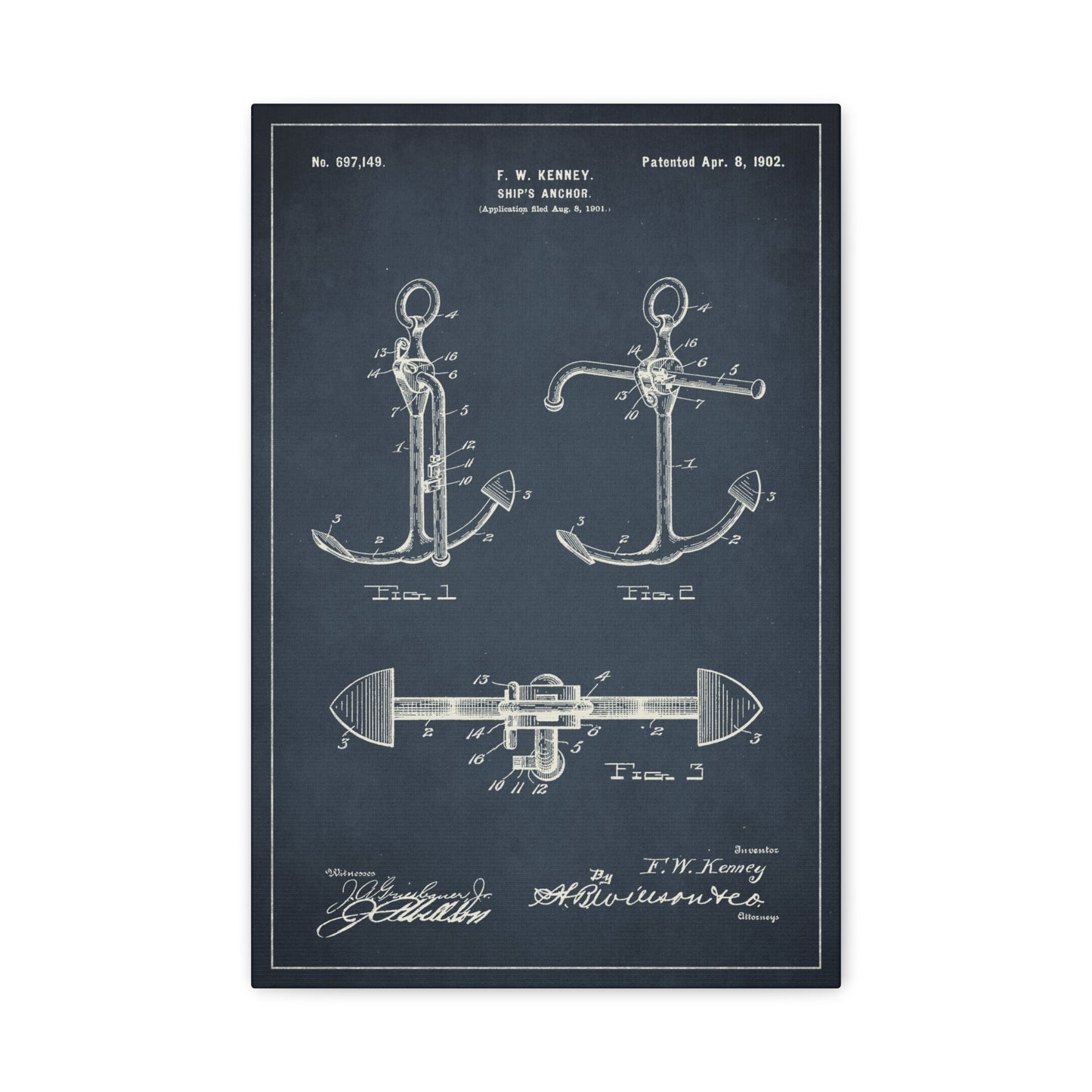 Boat Anchor Nautical Patent Art Canvas Print