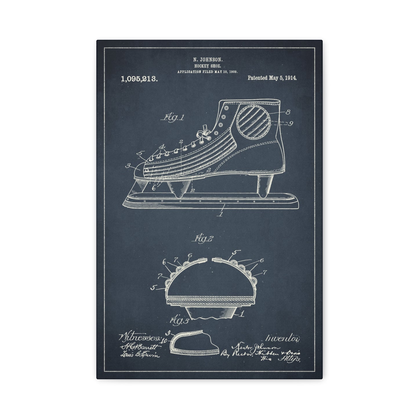 Hockey Skate Patent Canvas Wall Art