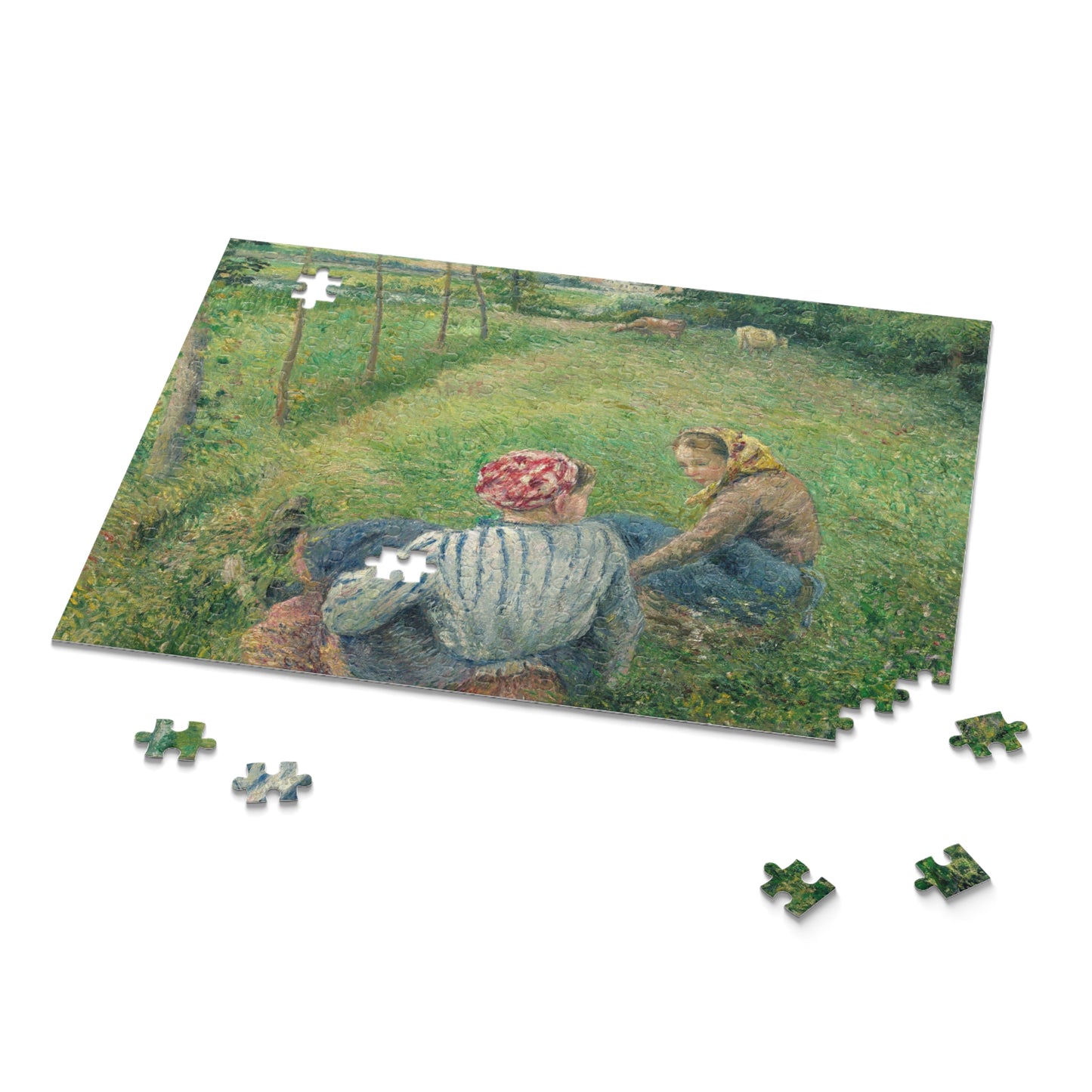 Young Peasant Girls Resting in the Fields near Pontoise by Camille Pissarro Jigsaw Puzzle