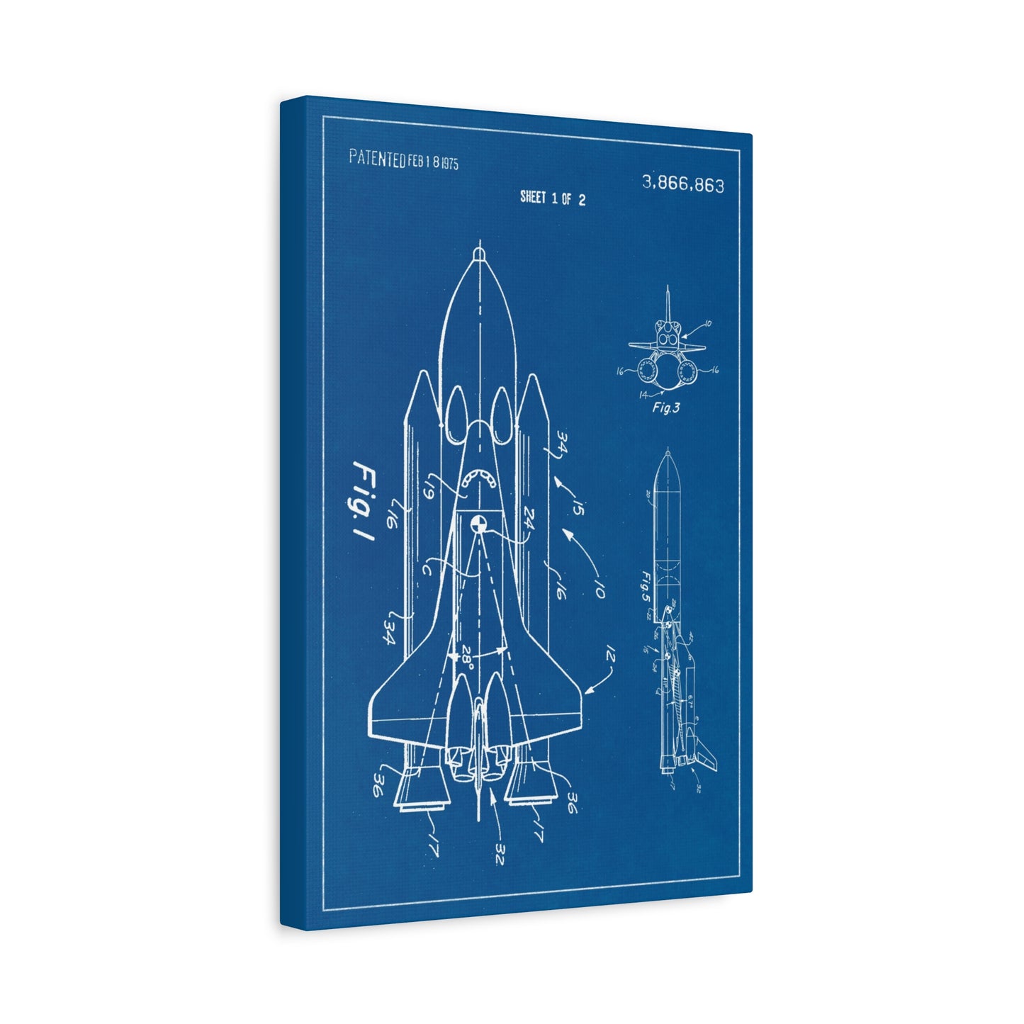 Space Shuttle (NASA) Patent Canvas Wall Art