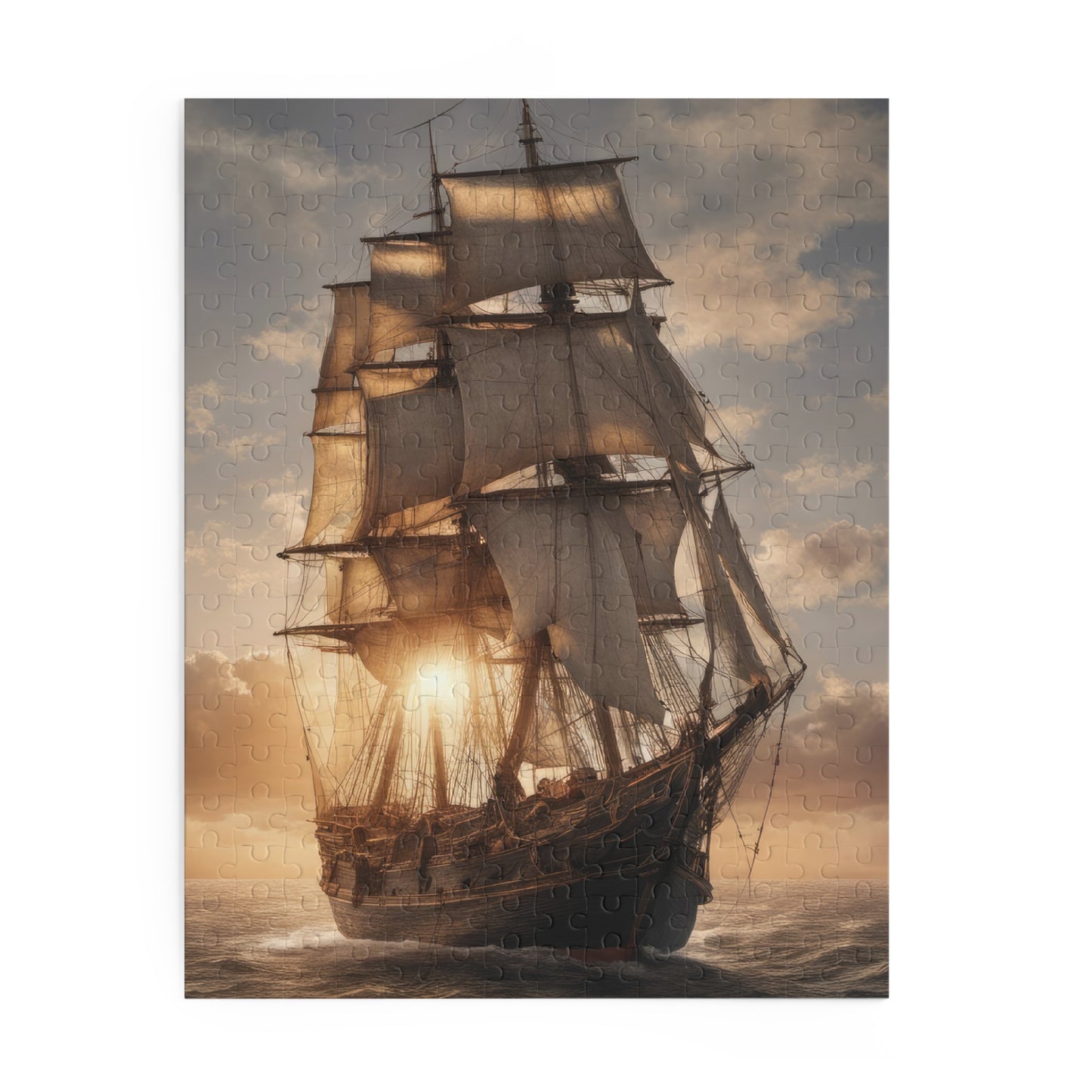 Vintage Sailing Ship at Sunset Photograph I Jigsaw Puzzle