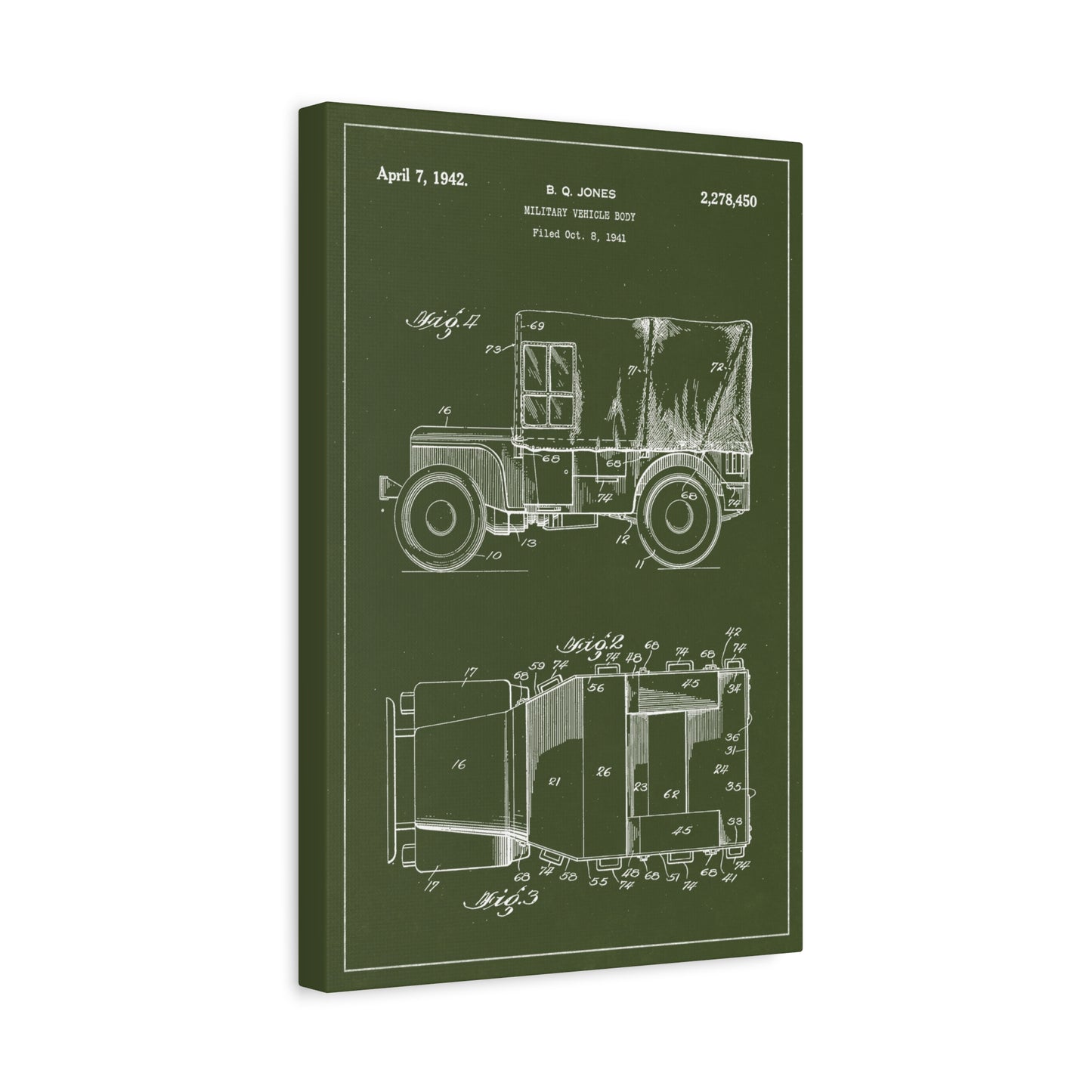 Willys Jeep Military Patent Canvas Wall Art