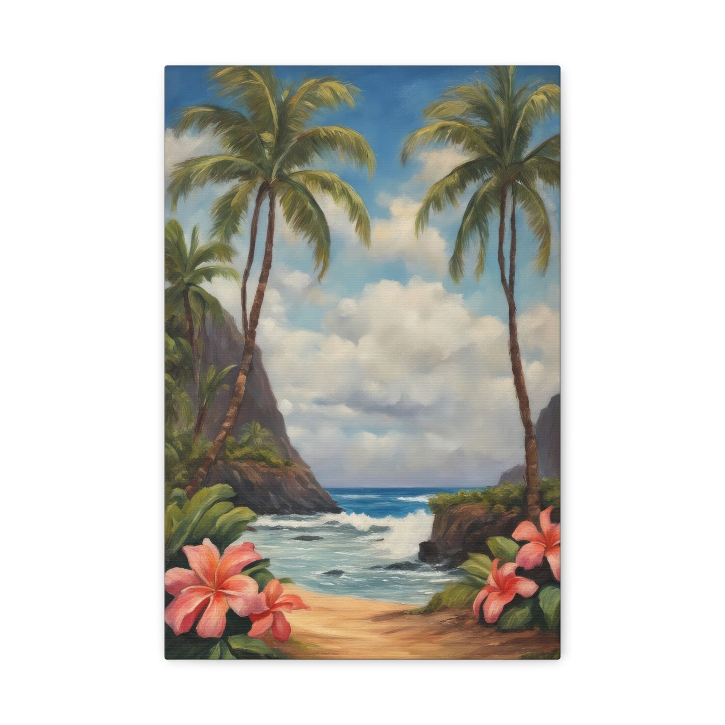 Scenic View on Molokai Island Oil Painting I Canvas Print