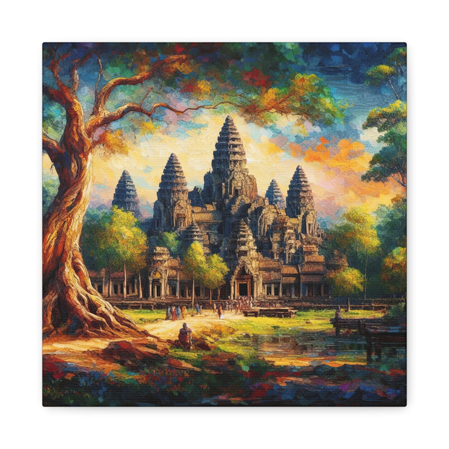 Angkor Wat Cambodia Abstract Acrylic Painting III Canvas Print