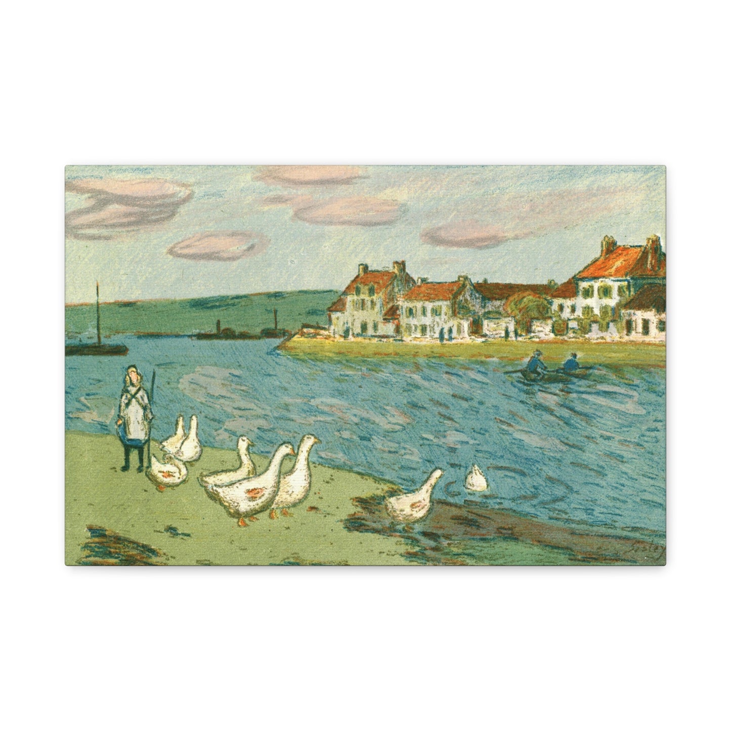 Banks of the River (Les Bords de riviere) by Alfred Sisley Canvas Print