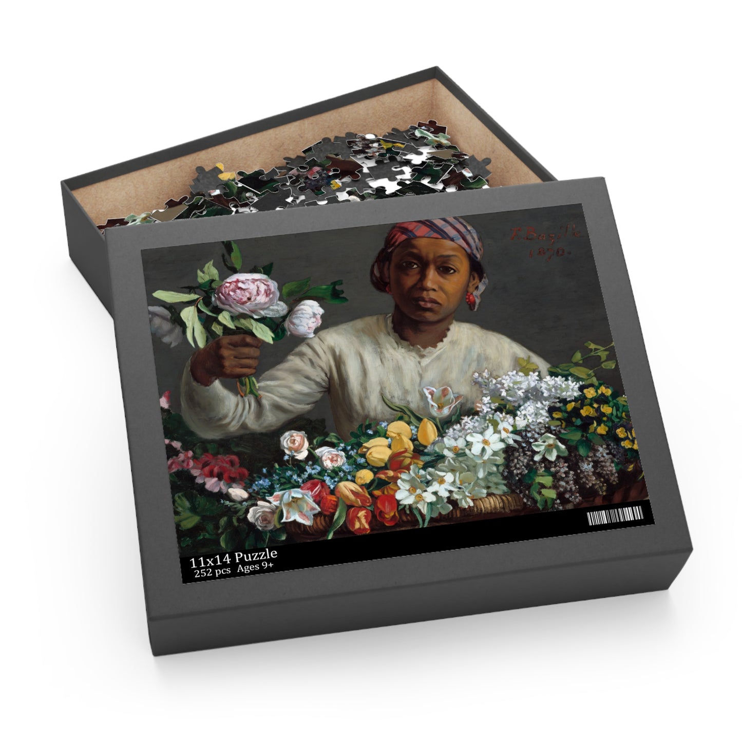 Young Woman with Peonies by Frederic Bazille Jigsaw Puzzle