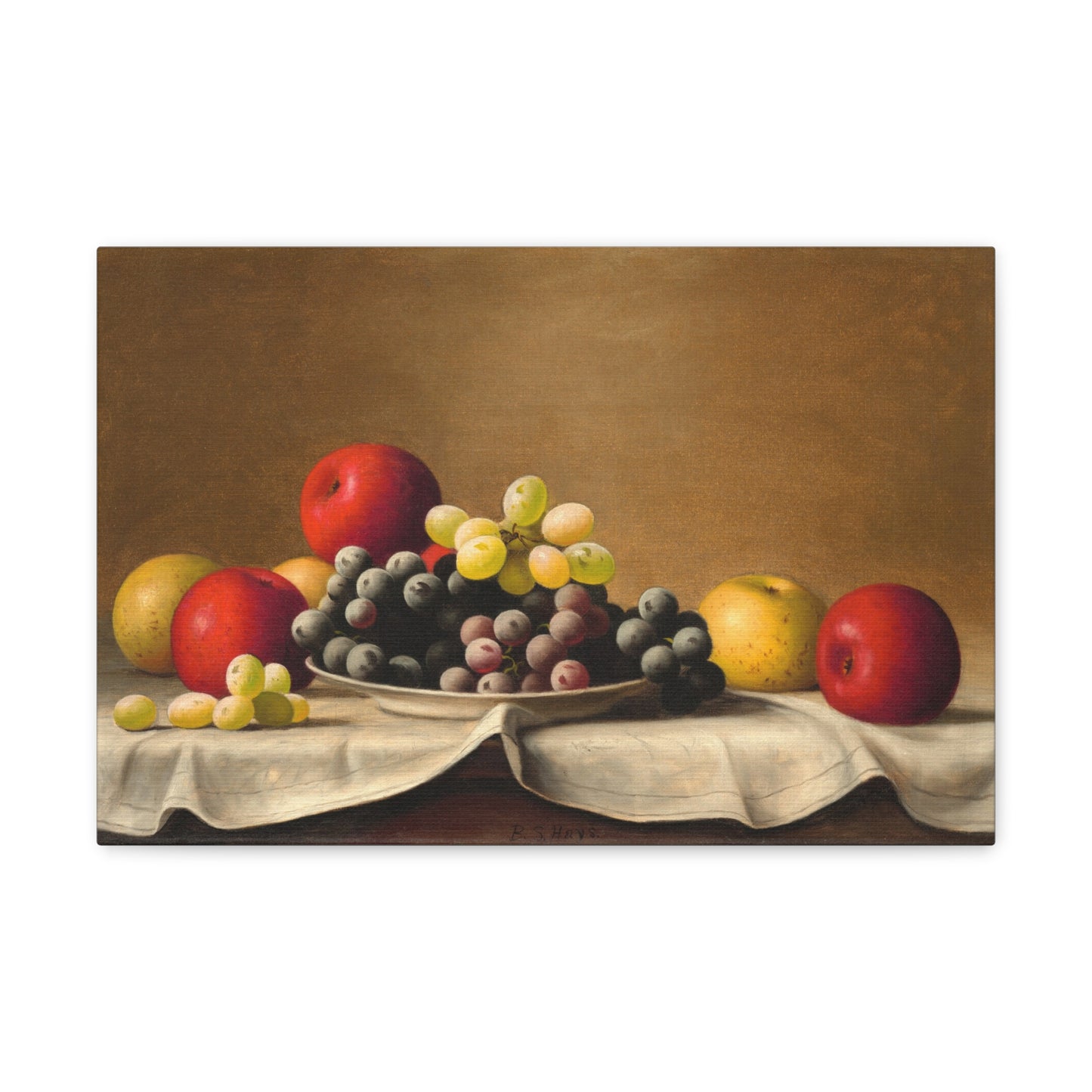 Still Life, Apples, Grapes by Barton Stone Hays Canvas Print