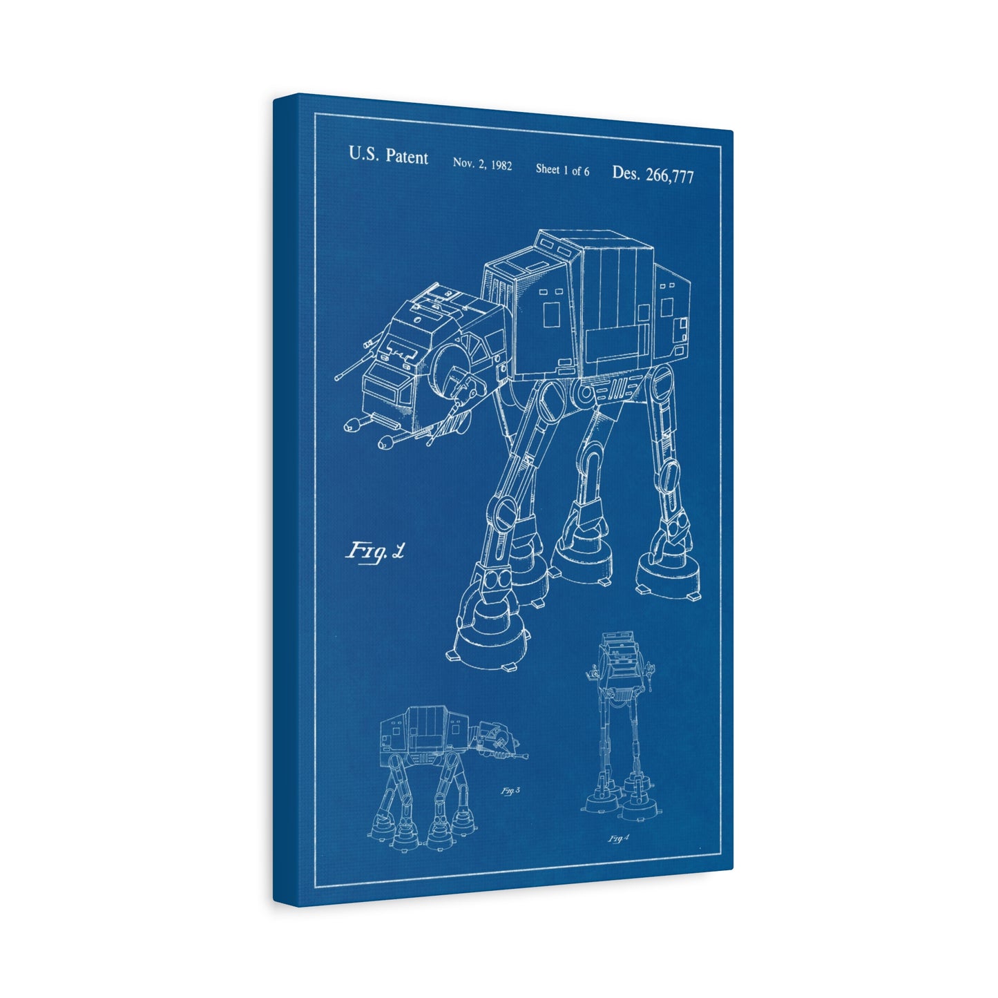 Star Wars AT-AT Imperial Walker Blueprint Canvas Wall Art