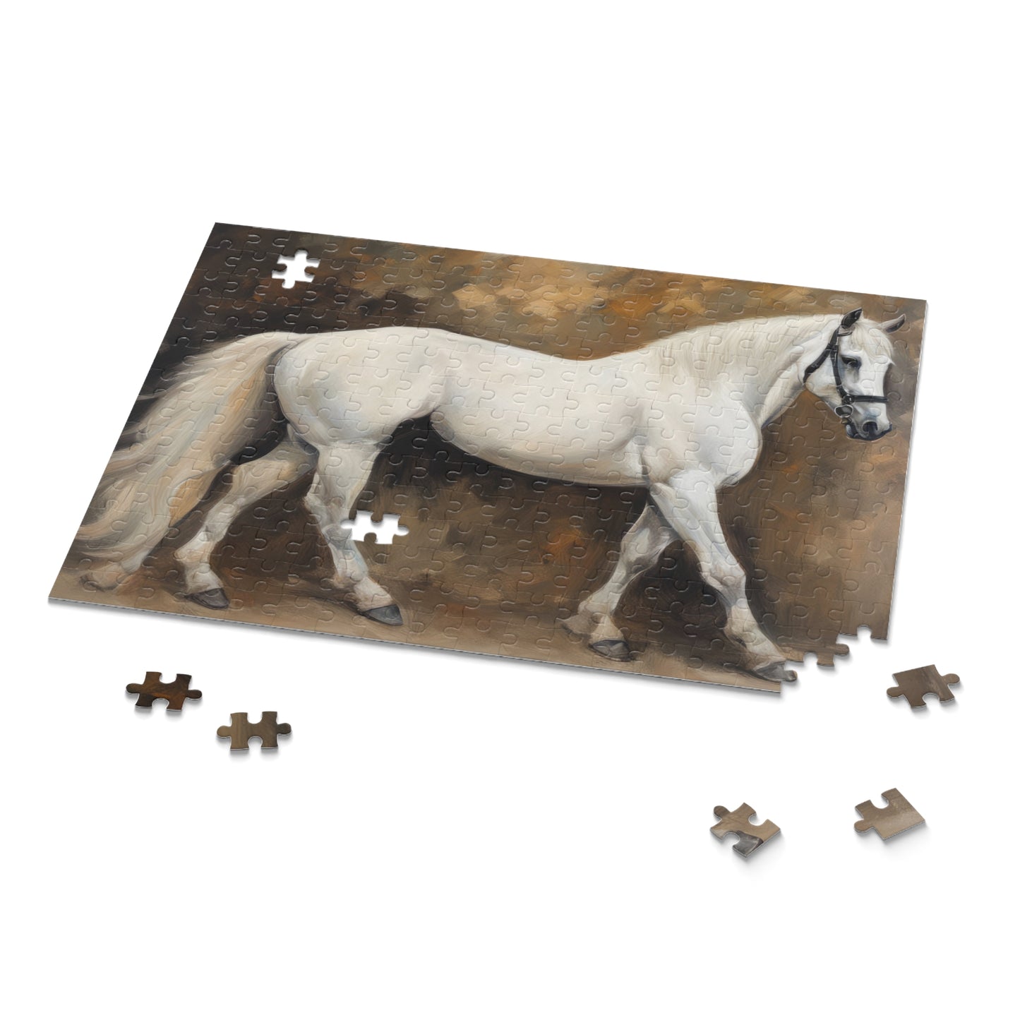 White Horse Portrait Oil Painting Jigsaw Puzzle