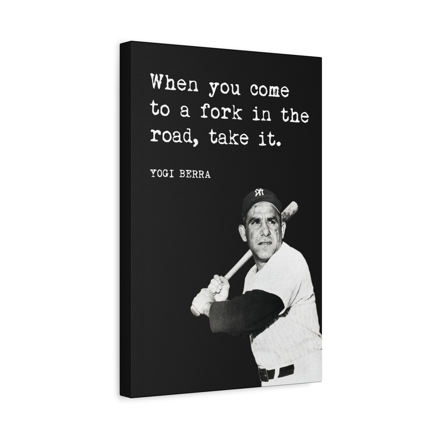 Yogi Berra - When You Come To A Fork In The Road Take It Baseball Canvas Wall Art