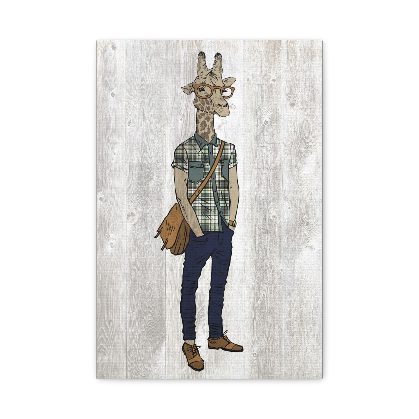 Hipster Giraffe Funny Animal Canvas Print