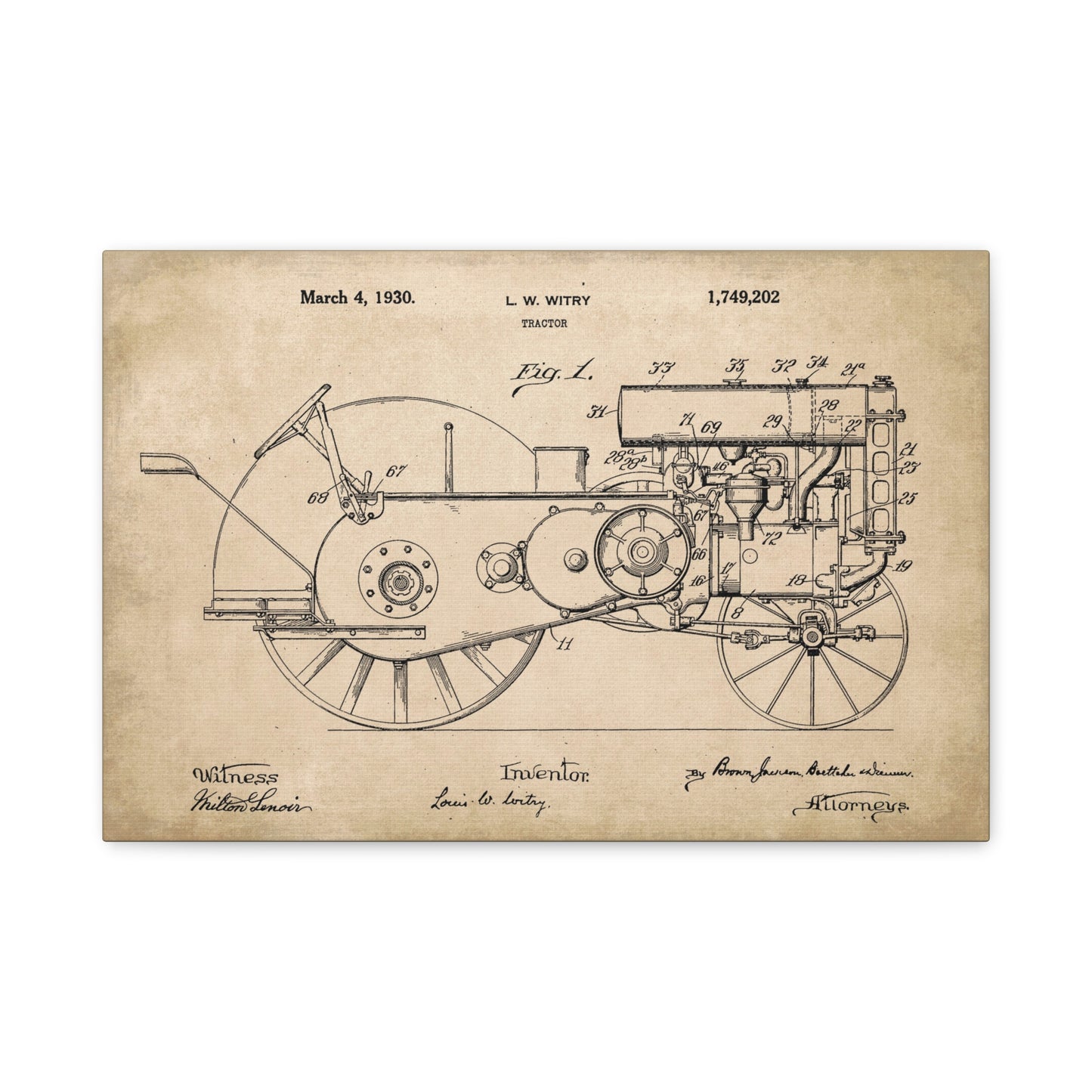 John Deere Tractor Patent Canvas Wall Art