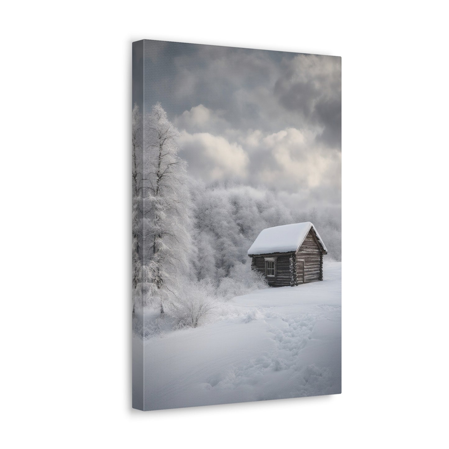 Snowy Cabin in The Woods Photograph Canvas Print
