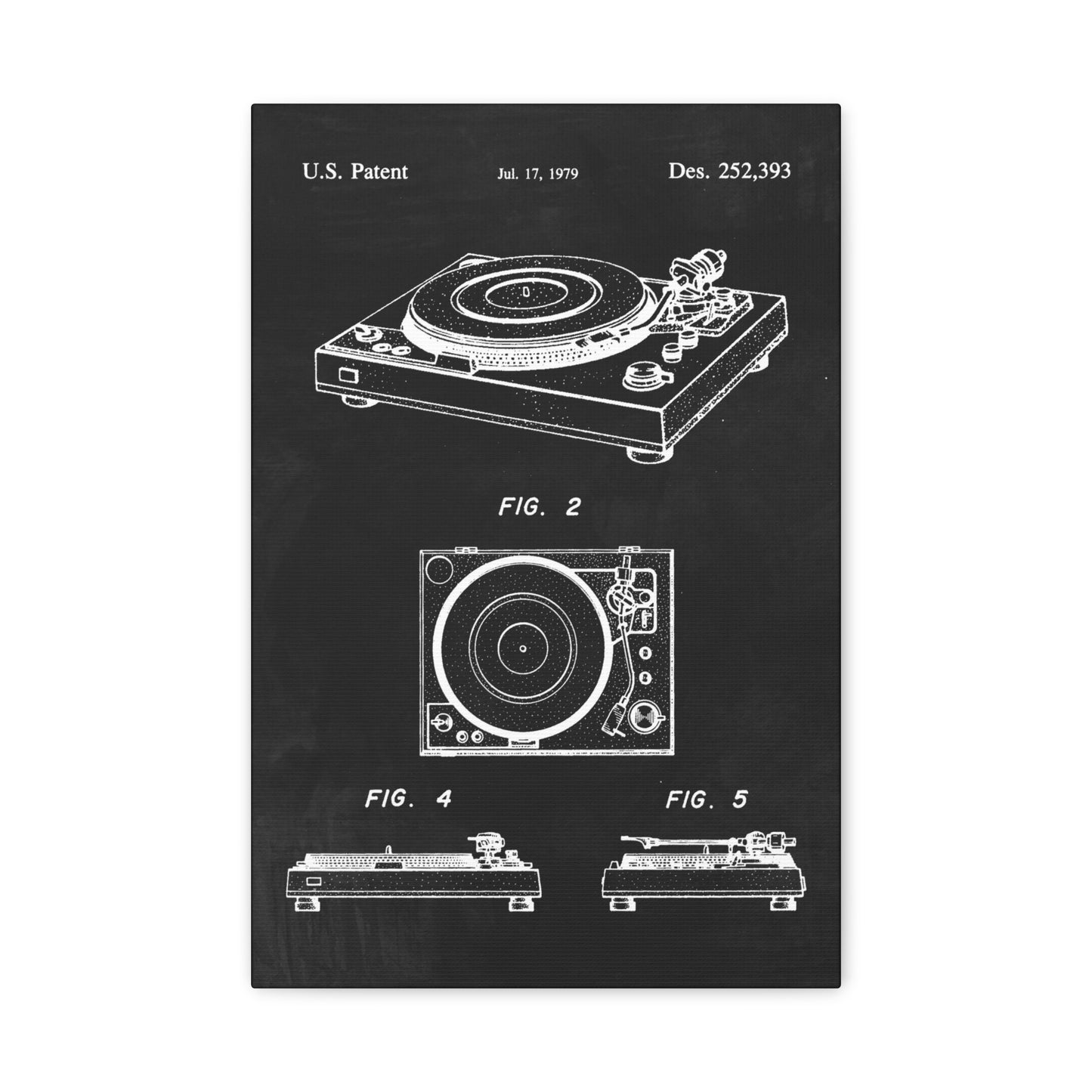 Record Player (Vintage Turntable) Patent Canvas Wall Art