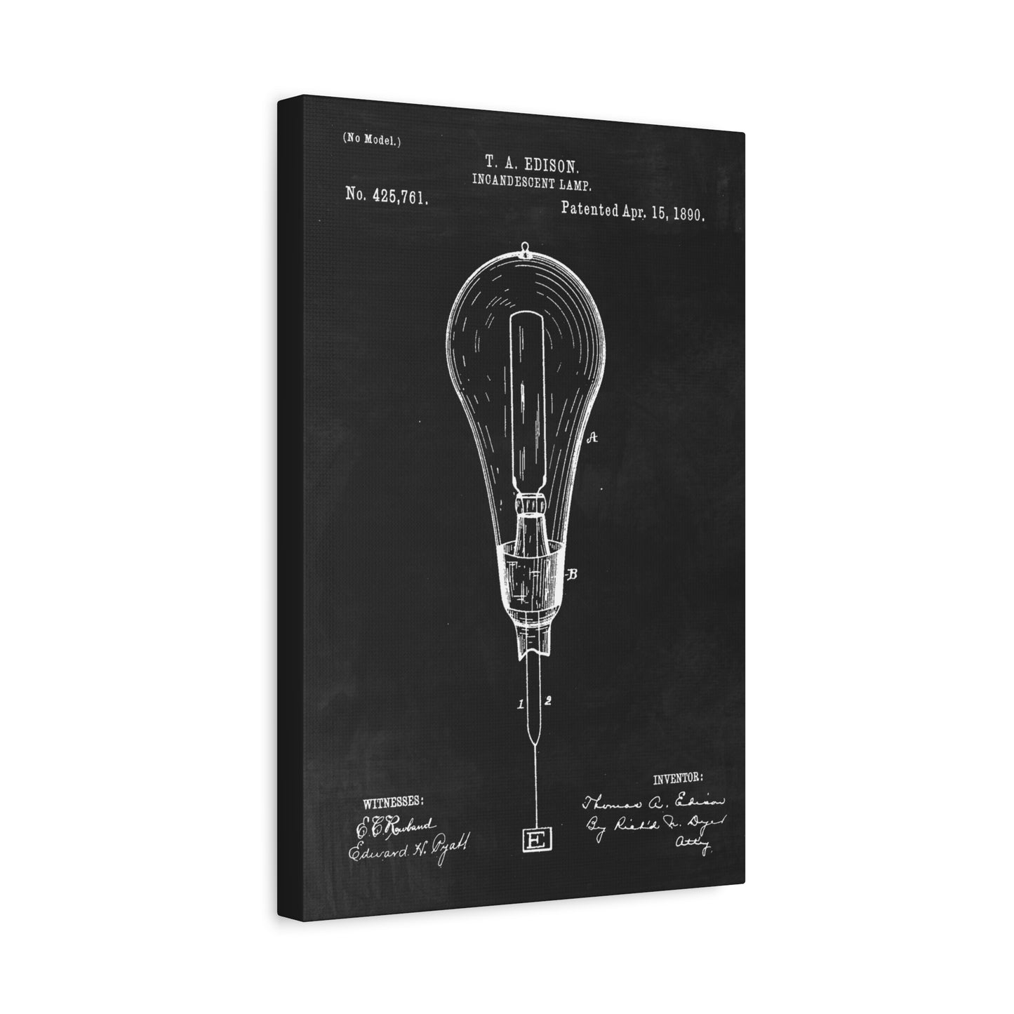Light Bulb (Thomas Edison) Patent Canvas Wall Art