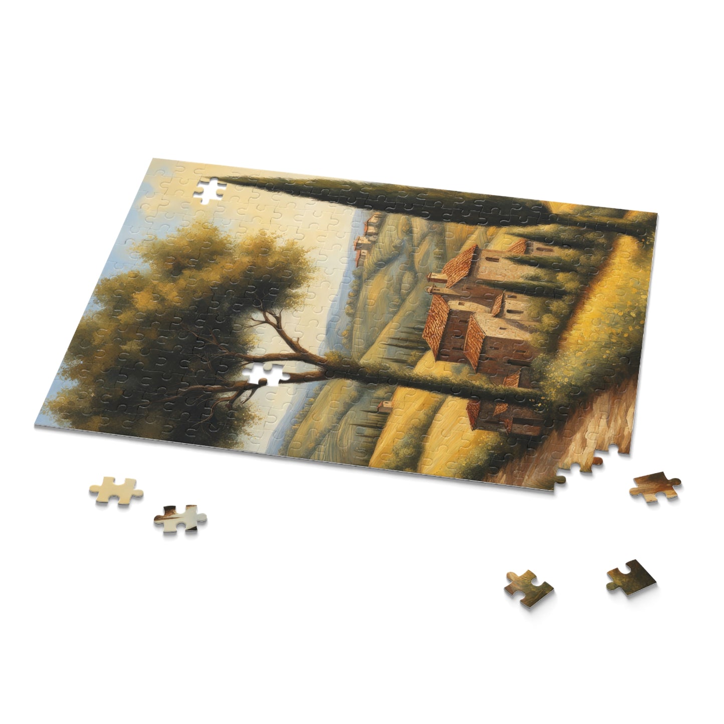 Village in Tuscany Oil Painting I Jigsaw Puzzle