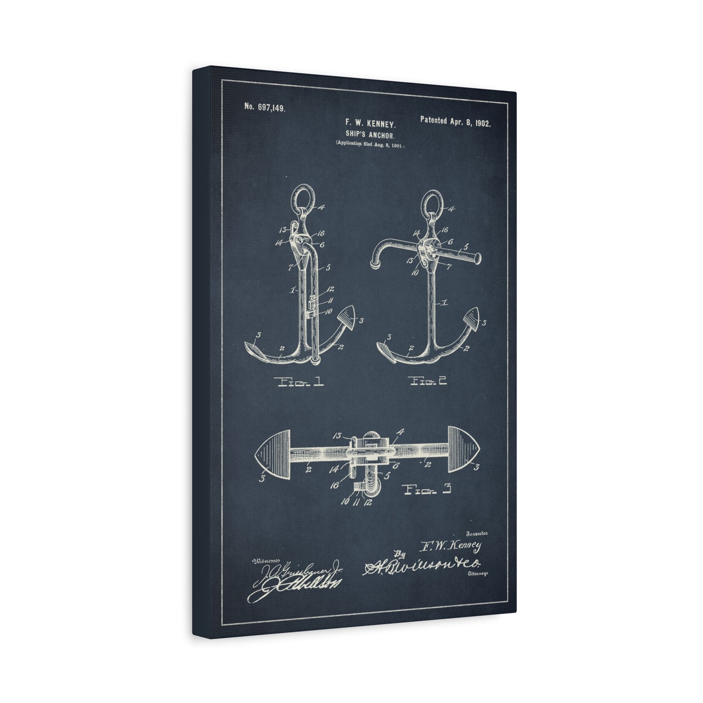 Boat Anchor Nautical Patent Art Canvas Print