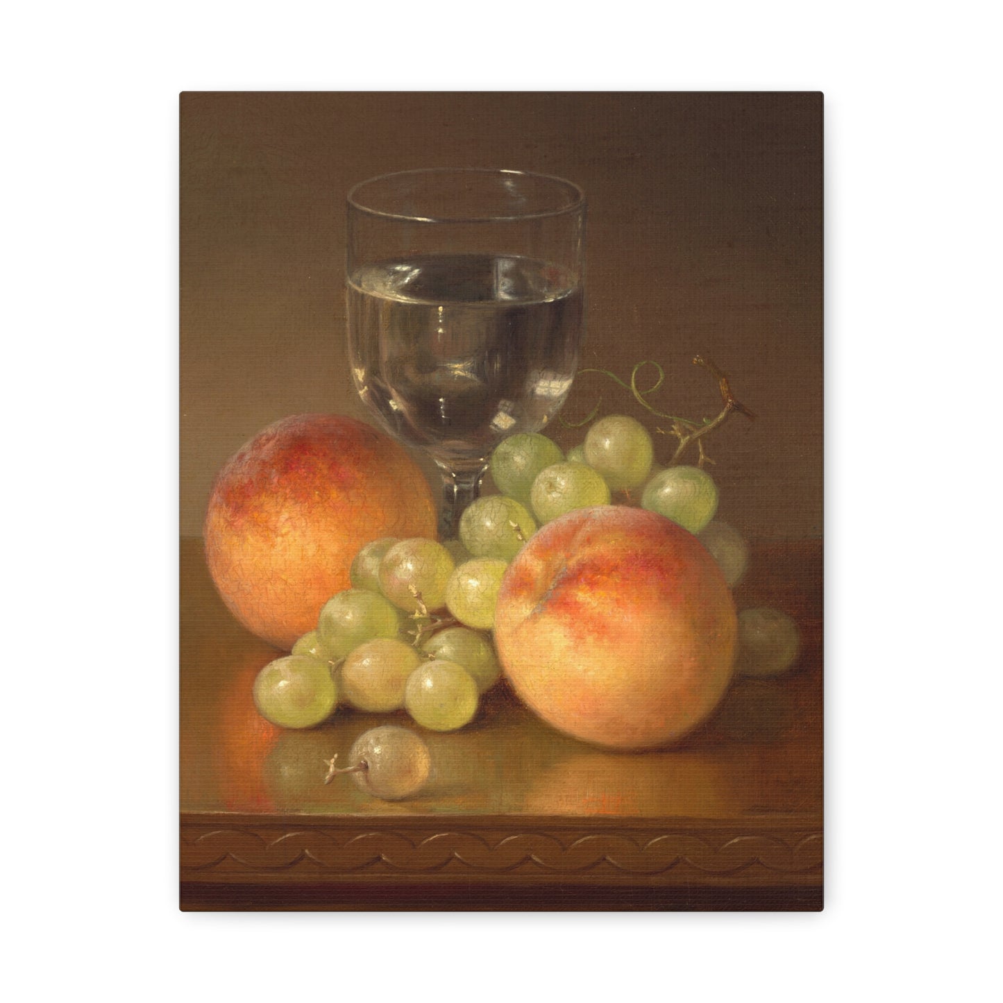 Still Life, Wineglass, Two Peaches by Robert Spear Dunning Canvas Print