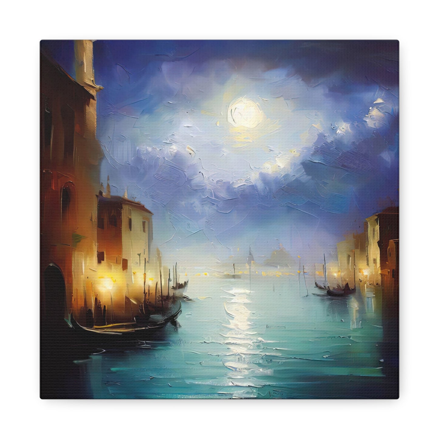 Venice at Night Oil Painting II Canvas Print