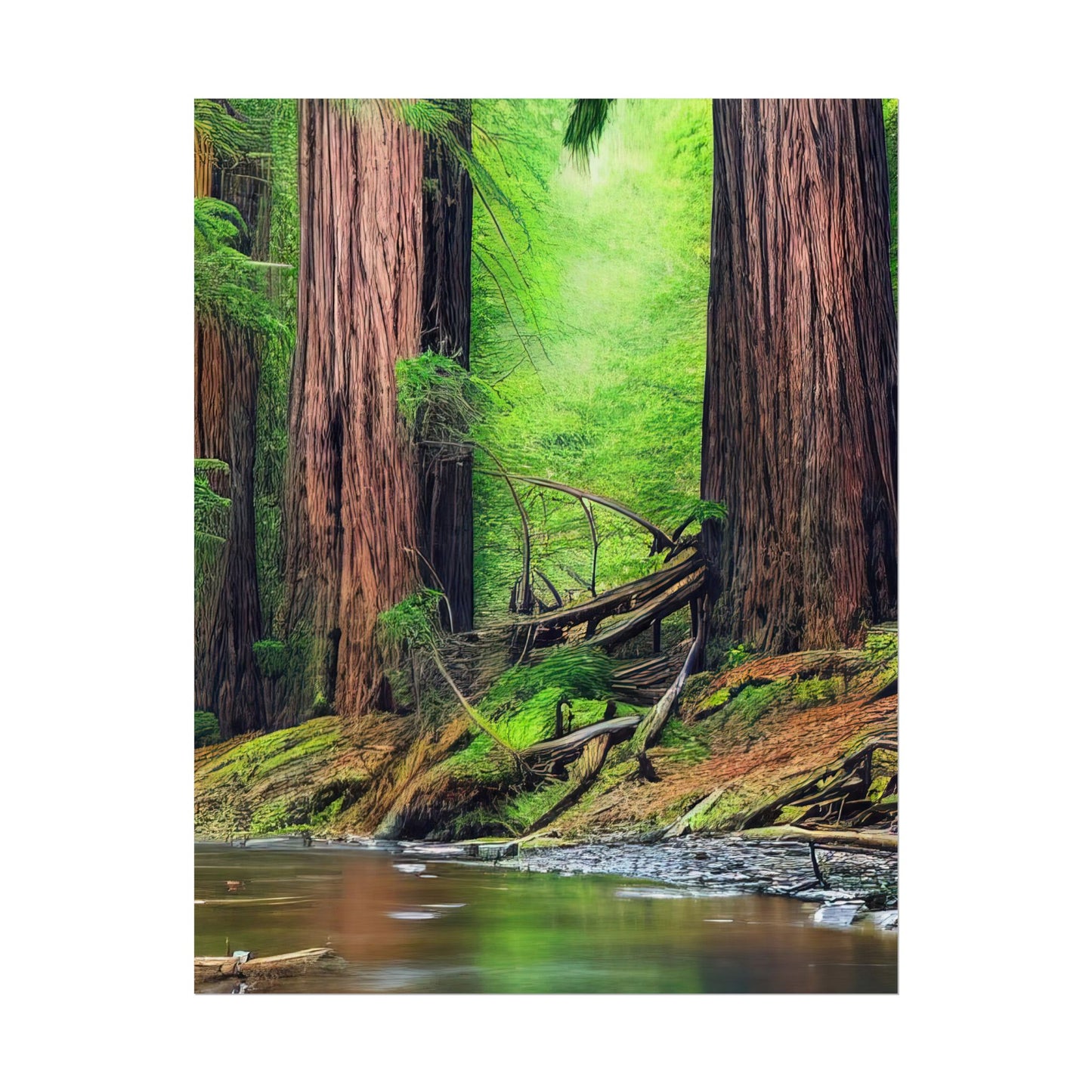 Redwood Tree Forest II Scenic Nature Art Print