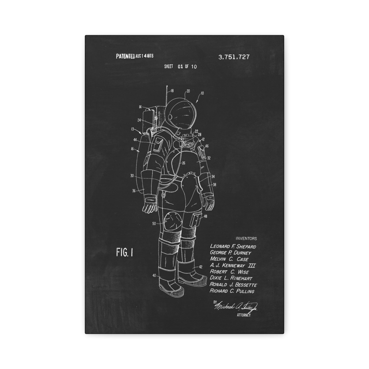 Space Suit (NASA) Patent Canvas Wall Art