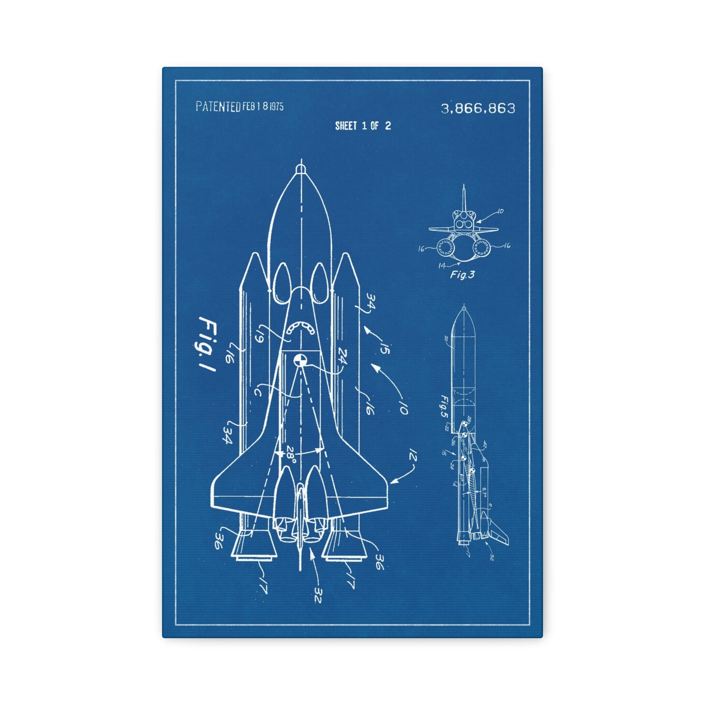 Space Shuttle (NASA) Patent Canvas Wall Art