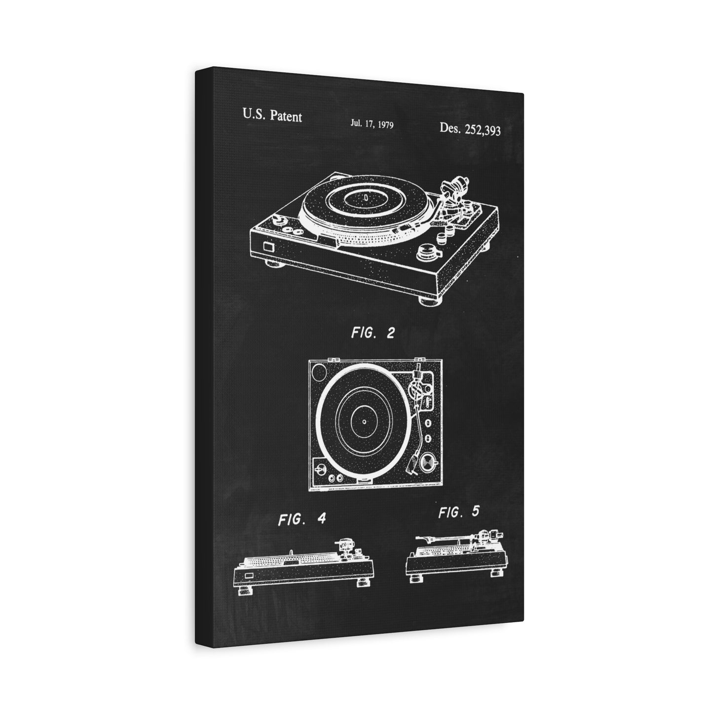 Record Player (Vintage Turntable) Patent Canvas Wall Art